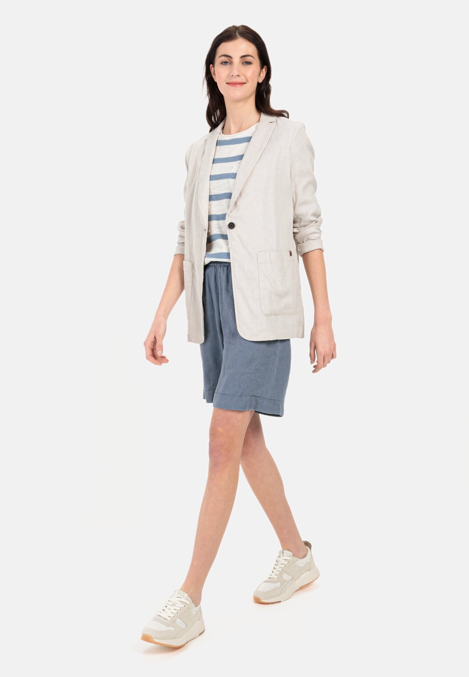 camel active Longblazer im Leinenmix Langarm Reverskragen mit Reverskragen