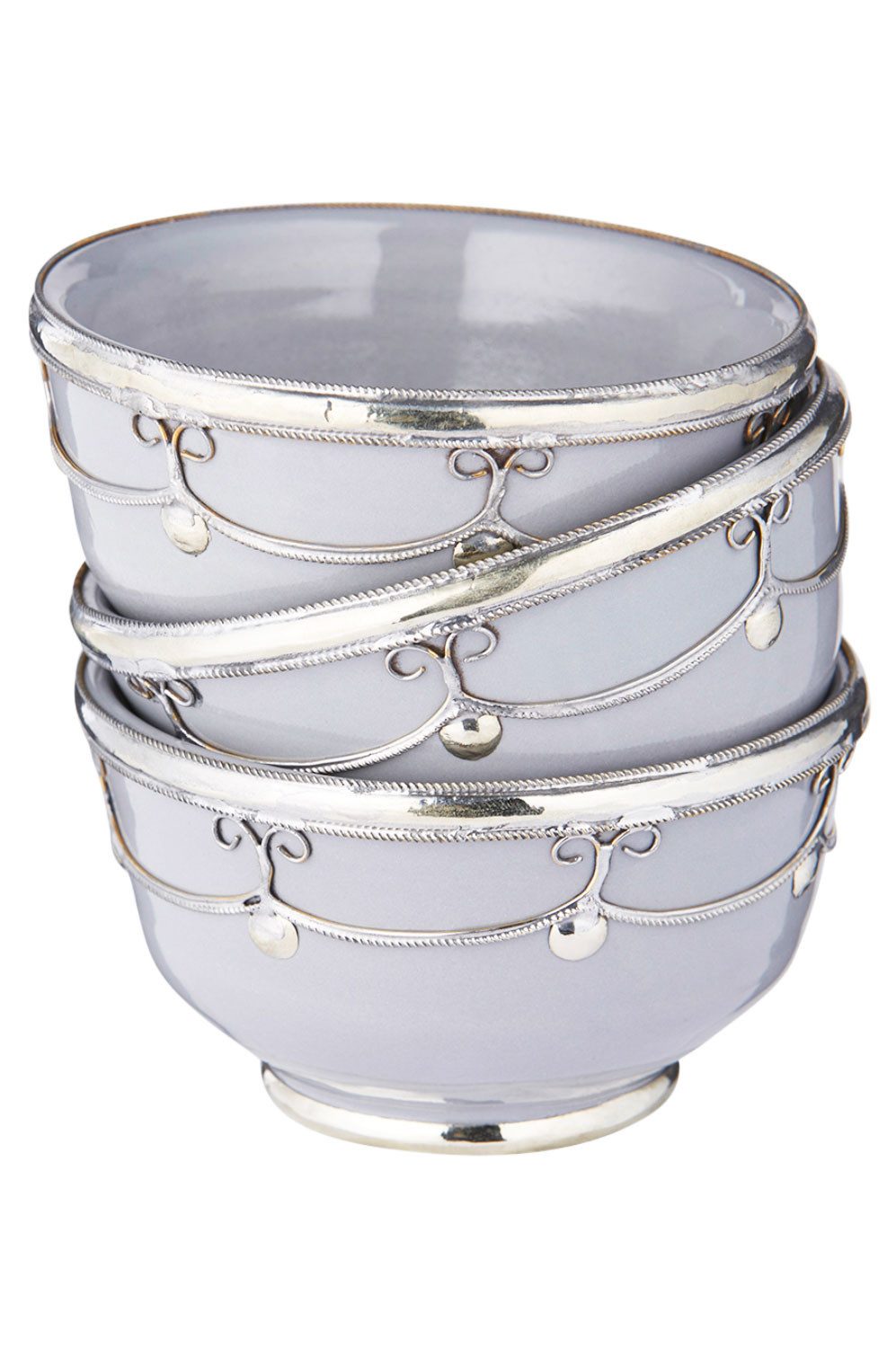 Marrakesch Orient & Mediterran Interior Dipschale 3er Set Orientalische Fingerfood-Schale Miranda Grau aus Keramik 11 cm, (3er Set, 3-tlg), Handarbeit