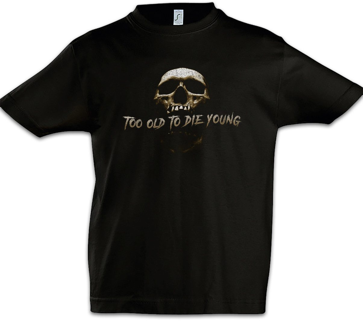 Print-Shirt Too Old To Die Young Kinder T-Shirt Biker Club MC Rocker Adler Eagle
