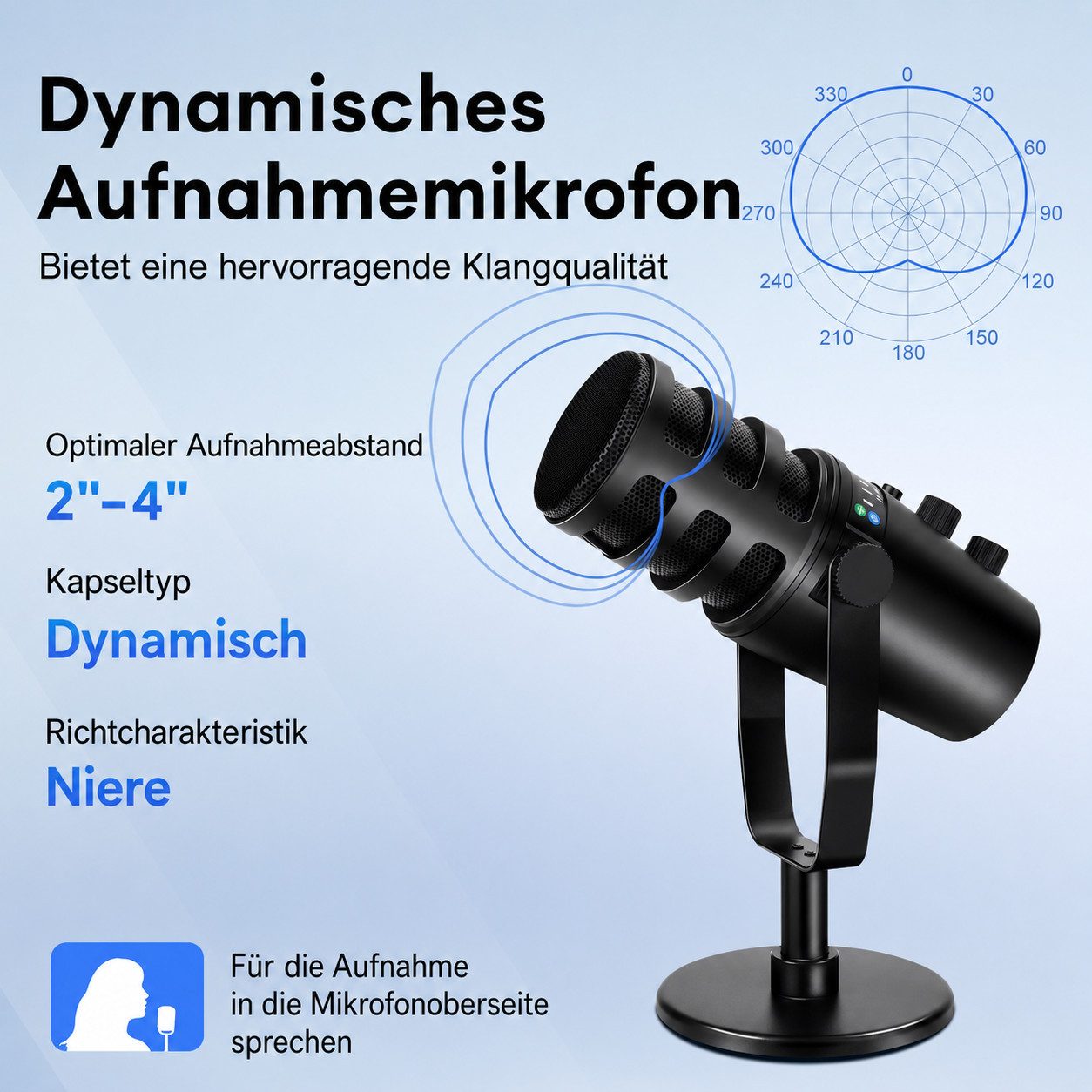 Toomoke Mikrofon XLR Mikrofon Dynamisch für Streaming Podcast Studio Microphone USB (Komplettes Lieferkit mit Metallständer, Audiokabeln, USB-Datenkabel sowie 2 USB-Adapter, 5-tlg), Mikrofon Set PC Gaming RGB effiziente Unterdrückung von Lärm