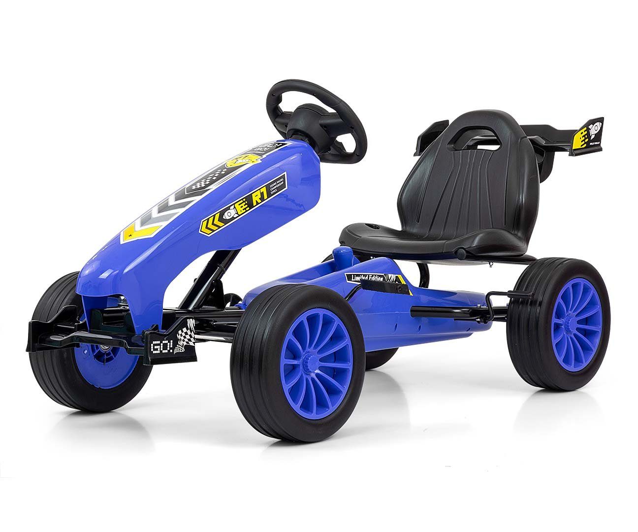 LeNoSa Go-Kart Pedalfahrzeug mit Handbremse verstellbarem Sitz • Freilauf-Funktion, Vorwärts-Rückwärtsgang