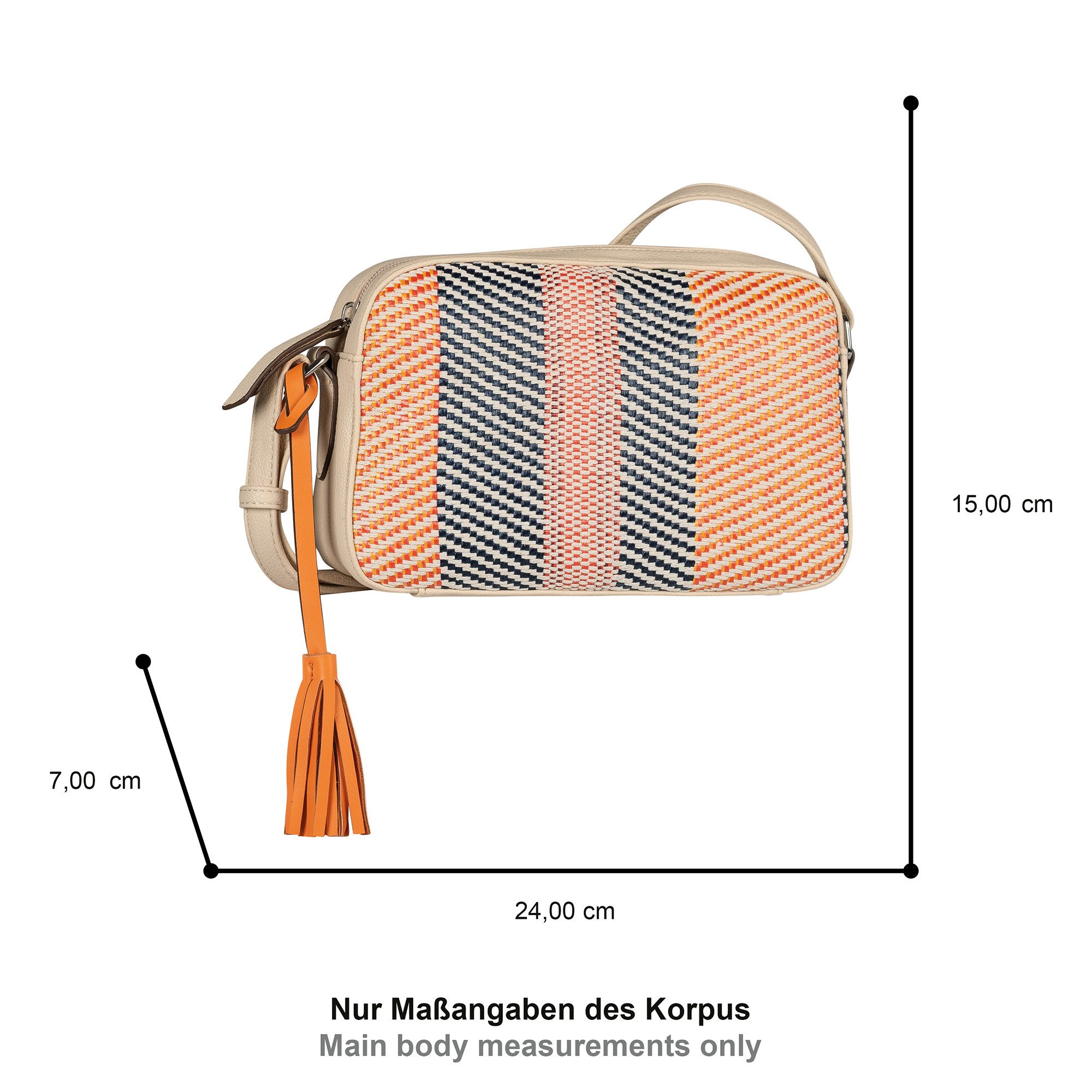 Gabor Handtasche Annett, in Bastoptik besetzt mit glattem Kunstleder und einem Fransenanhänger