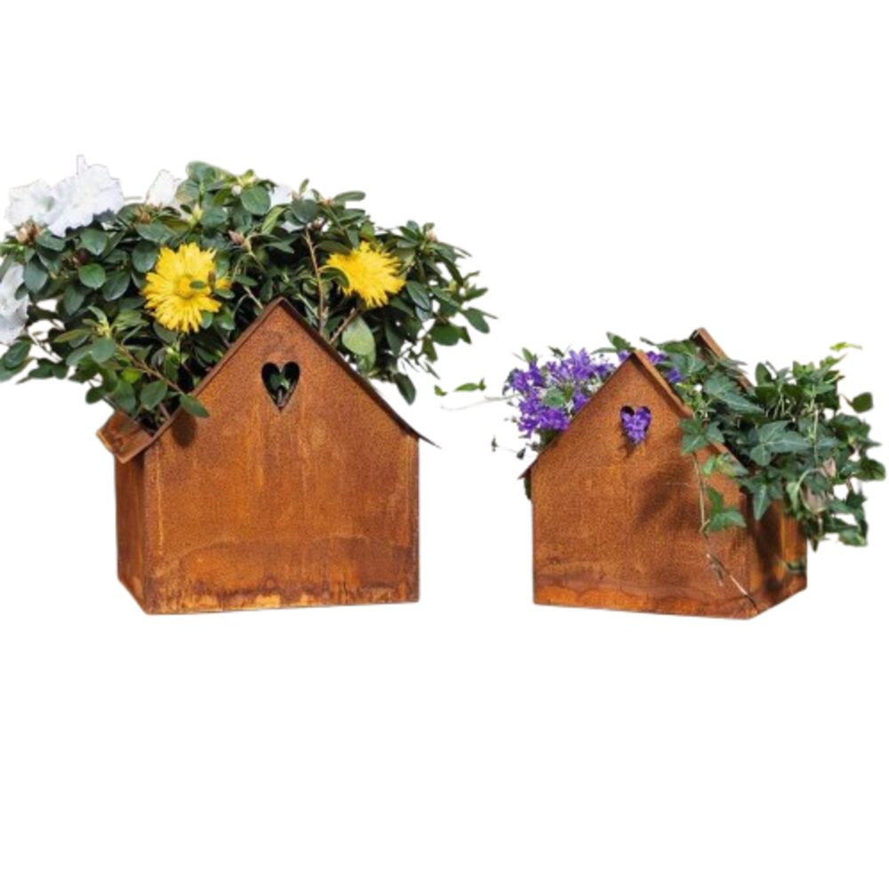 Pflanzkübel Haus Rost Metall Pflanzer Blumentopf Pflanzschale Pflanzgefäß
