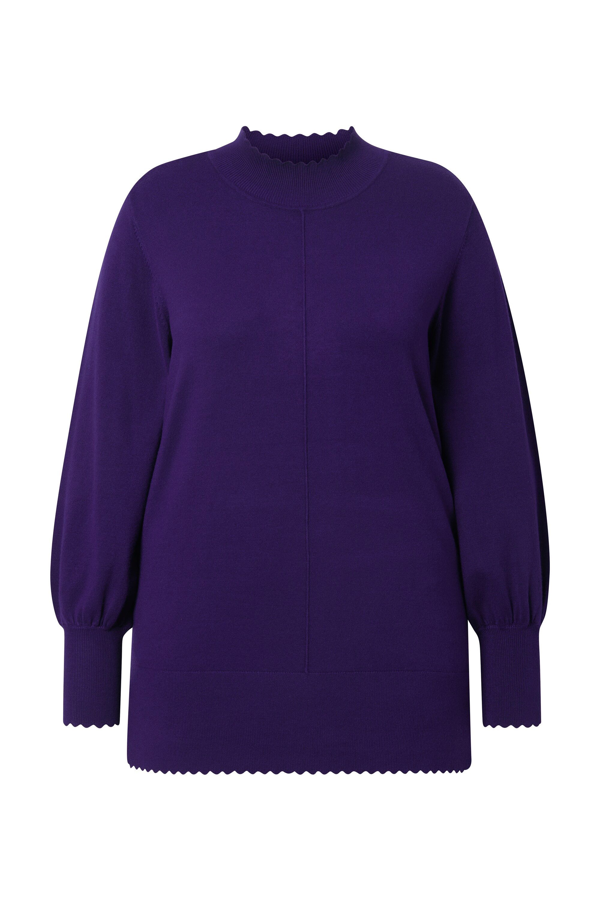 Ulla Popken Strickpullover Pullover Muschelsaum Stehkragen günstig online kaufen
