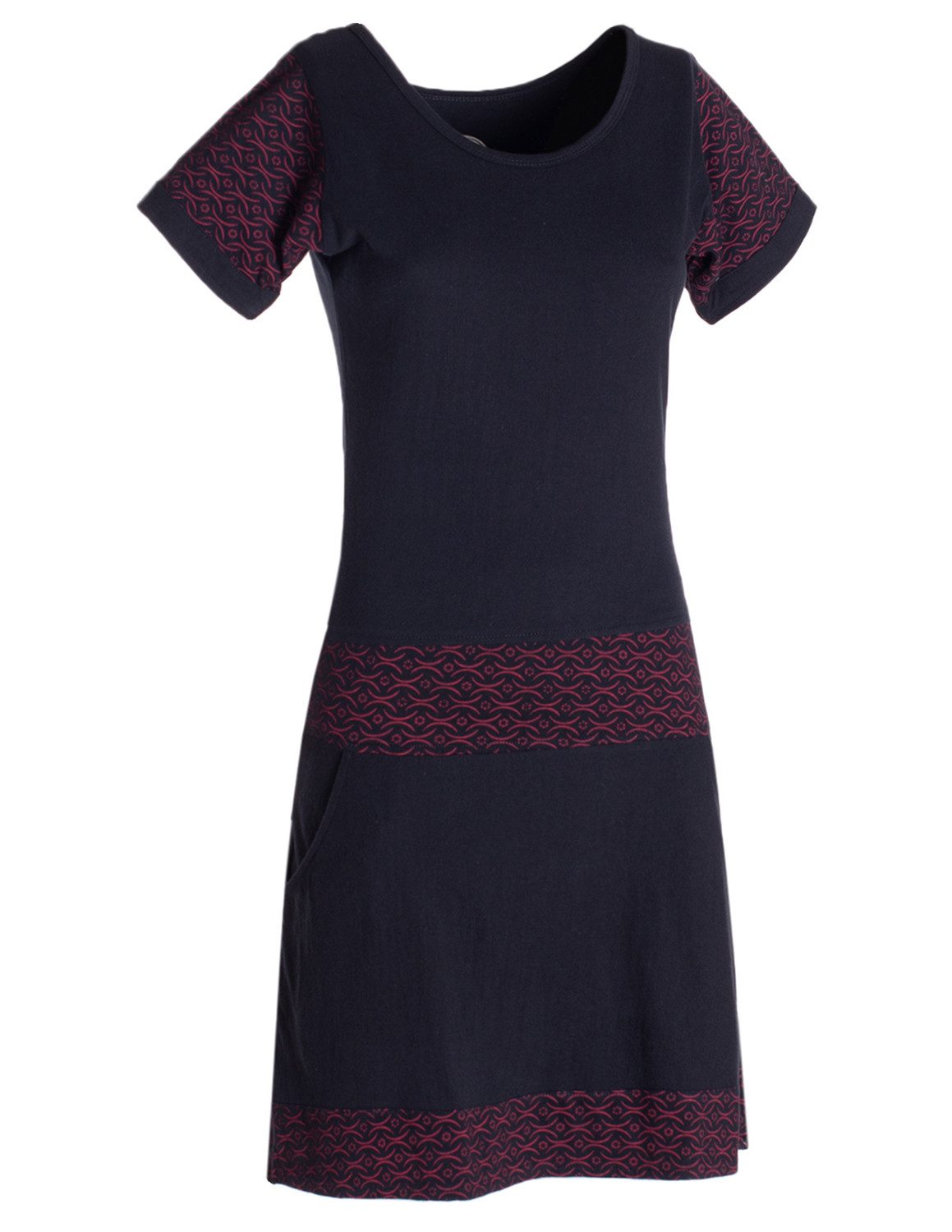 Vishes Minikleid Damen Longshirt Kleid kurzarm Mini-Kleid Sommer-Kleid T-Shirtkleid Boho, Goa, Guru Style