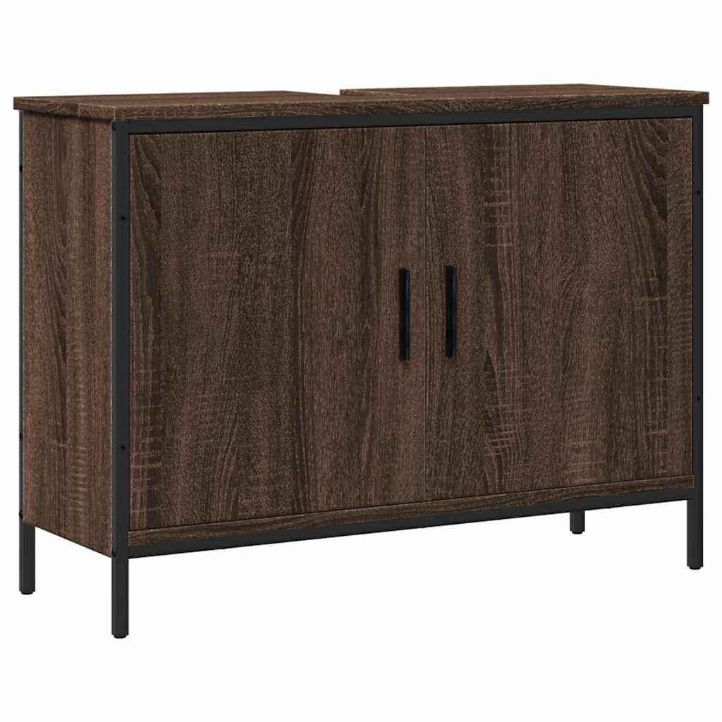 vidaXL Badezimmerspiegelschrank Waschbeckenunterschrank Braun Eiche 80x30x6 günstig online kaufen