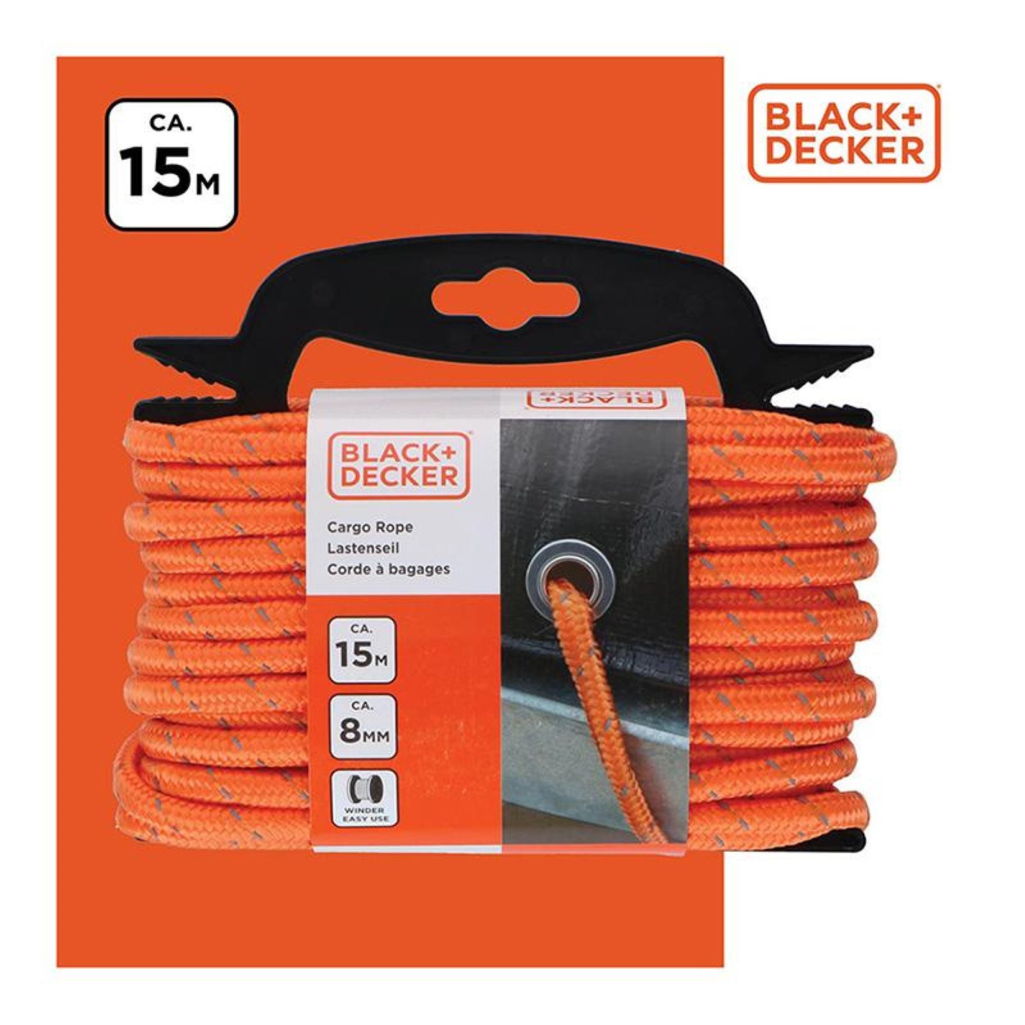 Thumbnail - Black + Decker Transportseil mit reflektierenden Elementen + 8mm / 15m Wickler Seil