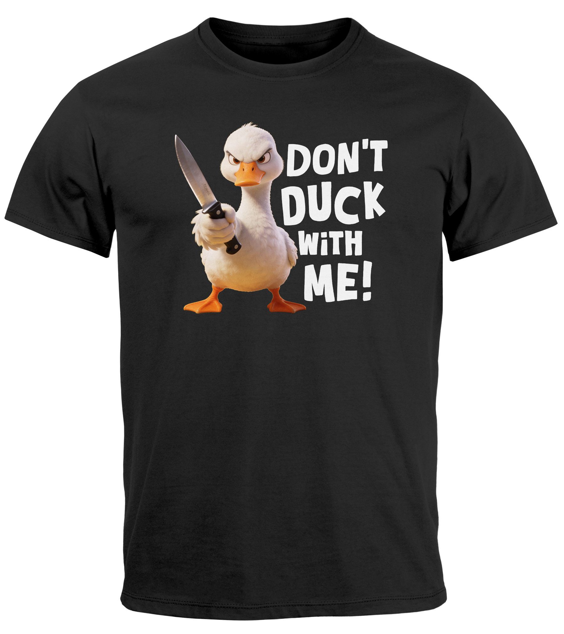 Print-Shirt Herren T-Shirt Spruch Don't Duck with me - Gans Ente - Pintshirt