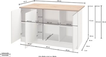 Kochstation Küche KS-Sole, Kücheninsel, Breite 155 cm, 3 Türen