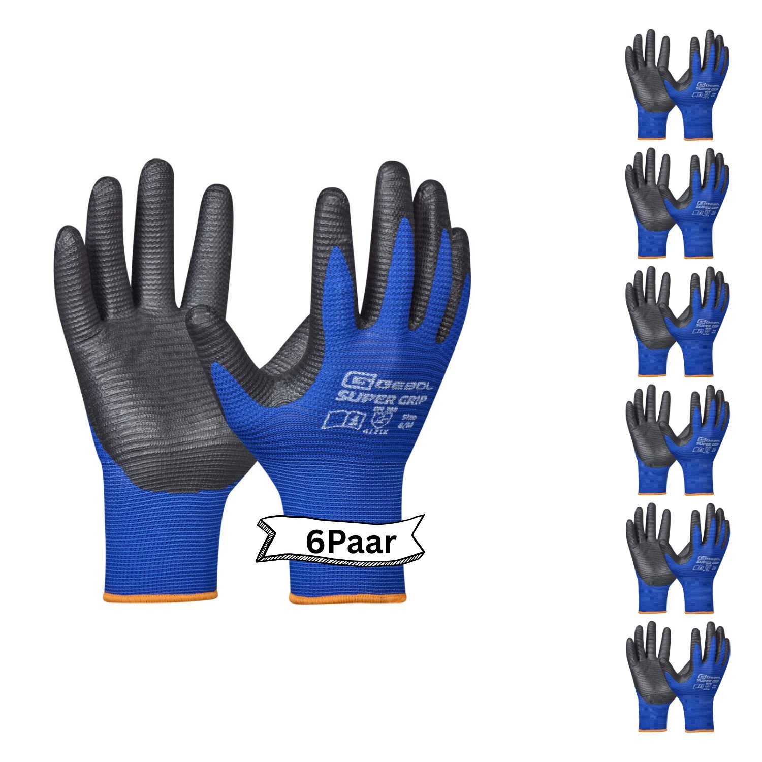 Gebol Arbeitshandschuhe SUPER GRIP 6 Paar