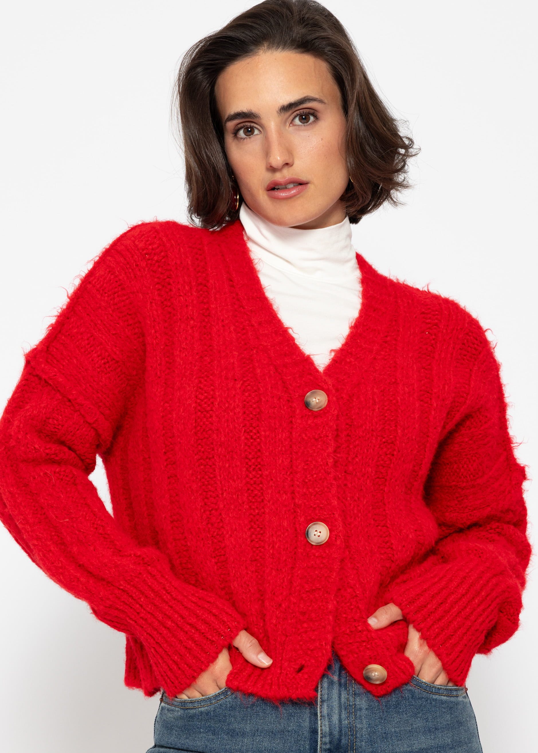 SASSYCLASSY Cardigan Strickcardigan Damen mit Rippstruktur günstig online kaufen