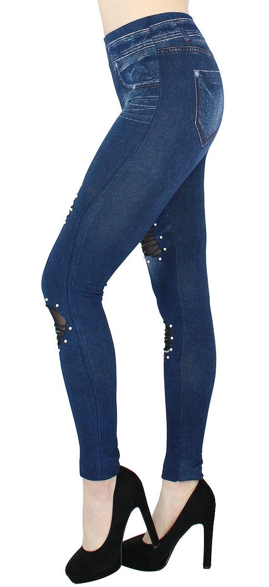 dy_mode Jeggings Damen Jeggings High Waist Leggings in Jeans Optik Bequem J günstig online kaufen