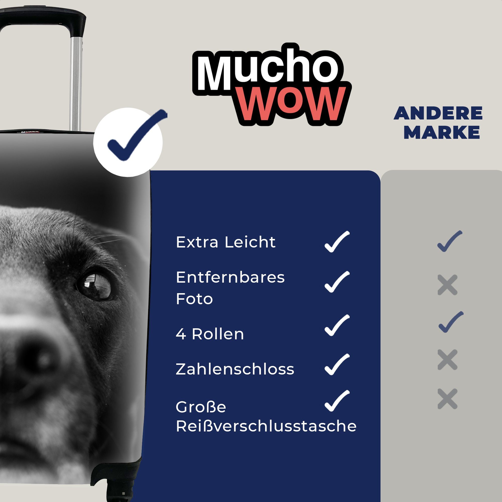 Handgepäckkoffer Trolley, rollen, Reisetasche Tierprofil Rollen, in und Handgepäck Hund mit Ferien, Reisekoffer weiß, schwarz für MuchoWow Labrador 4