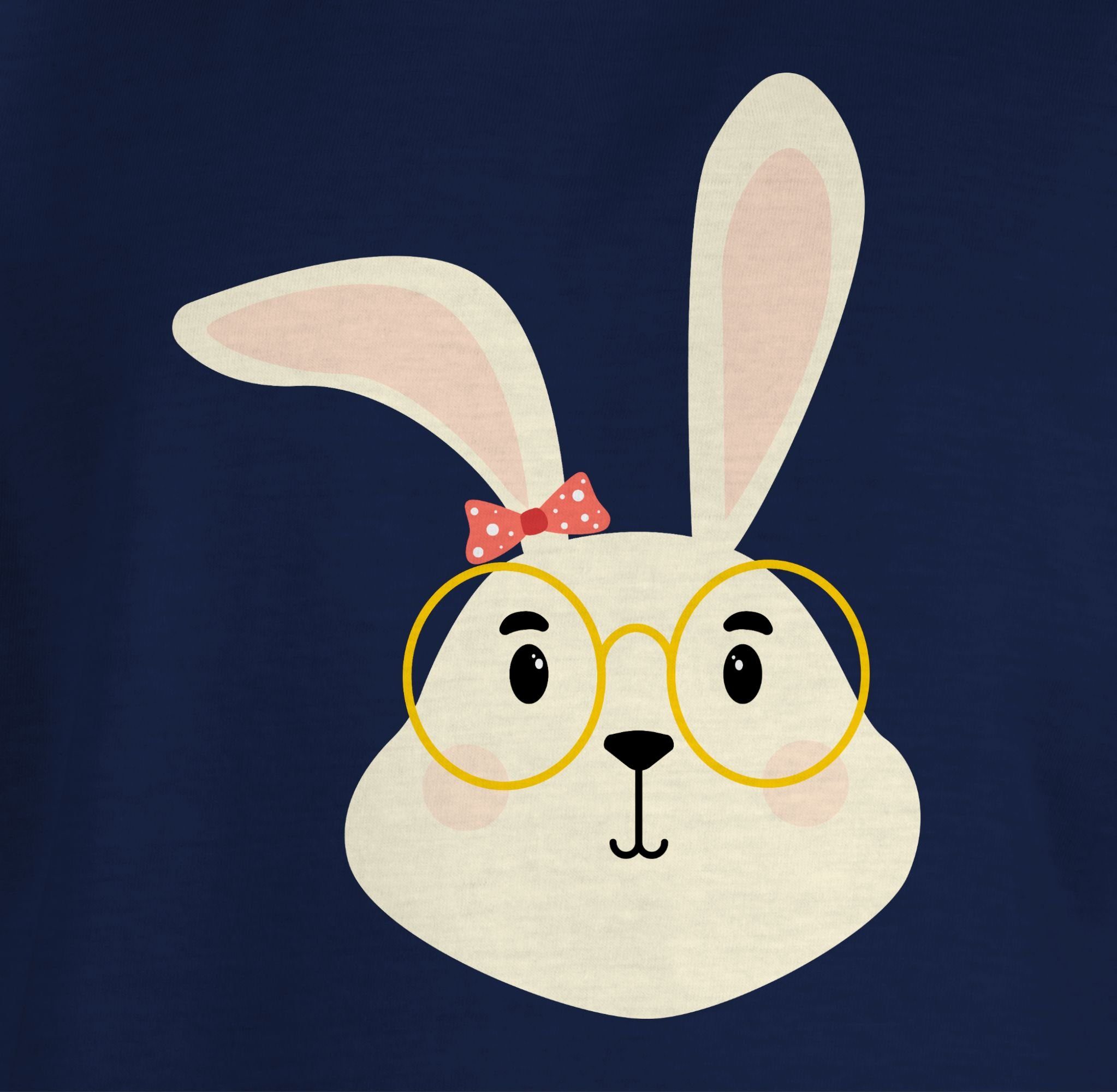 Print mit Hase Animal Band T-Shirt 1 und Brille Tiermotiv Süßer Shirtracer Dunkelblau