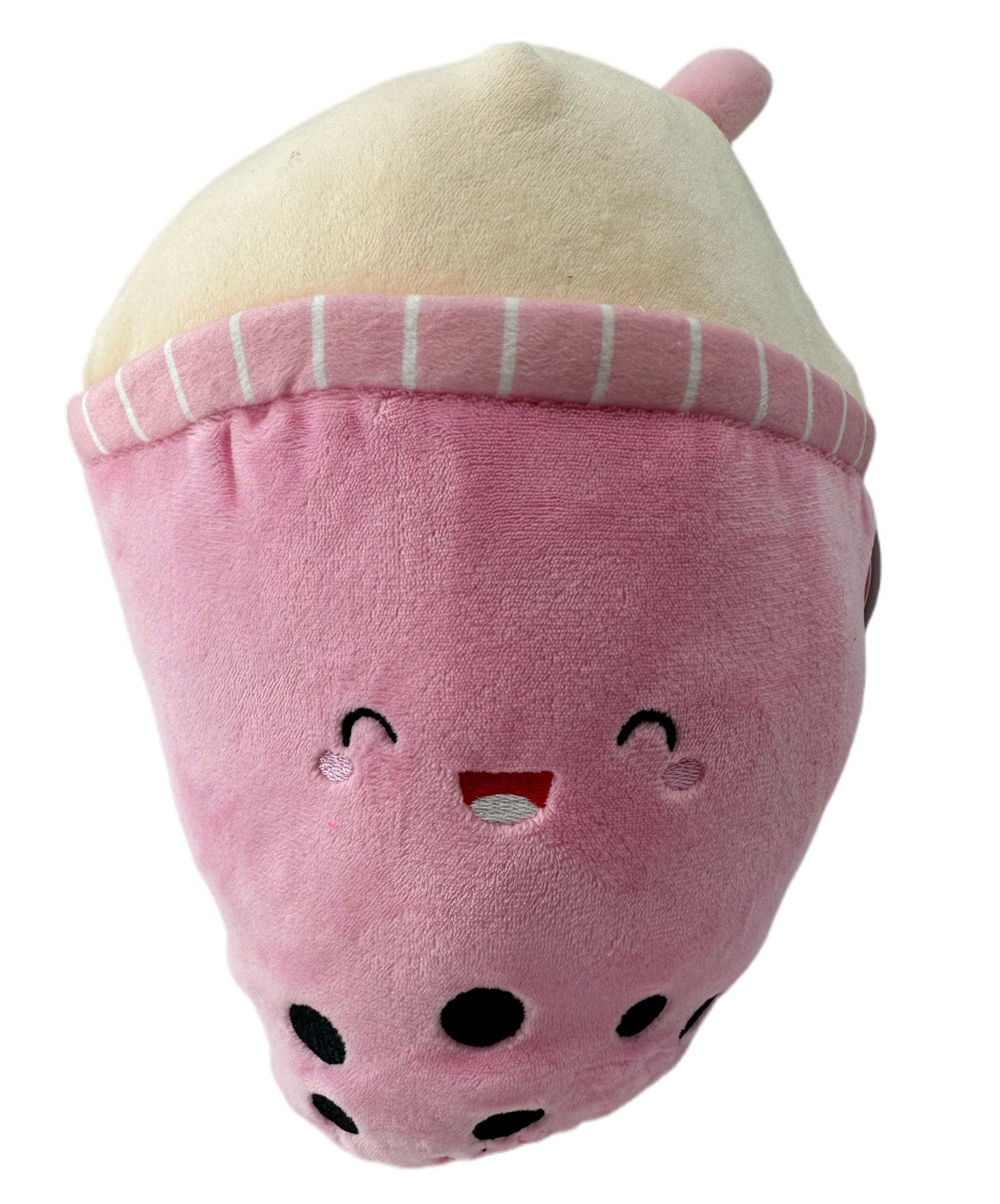 Kuscheltier Bubble Tea Plüschtier 26 cm – Boba Kuscheltier Kissen für Kinder rosa