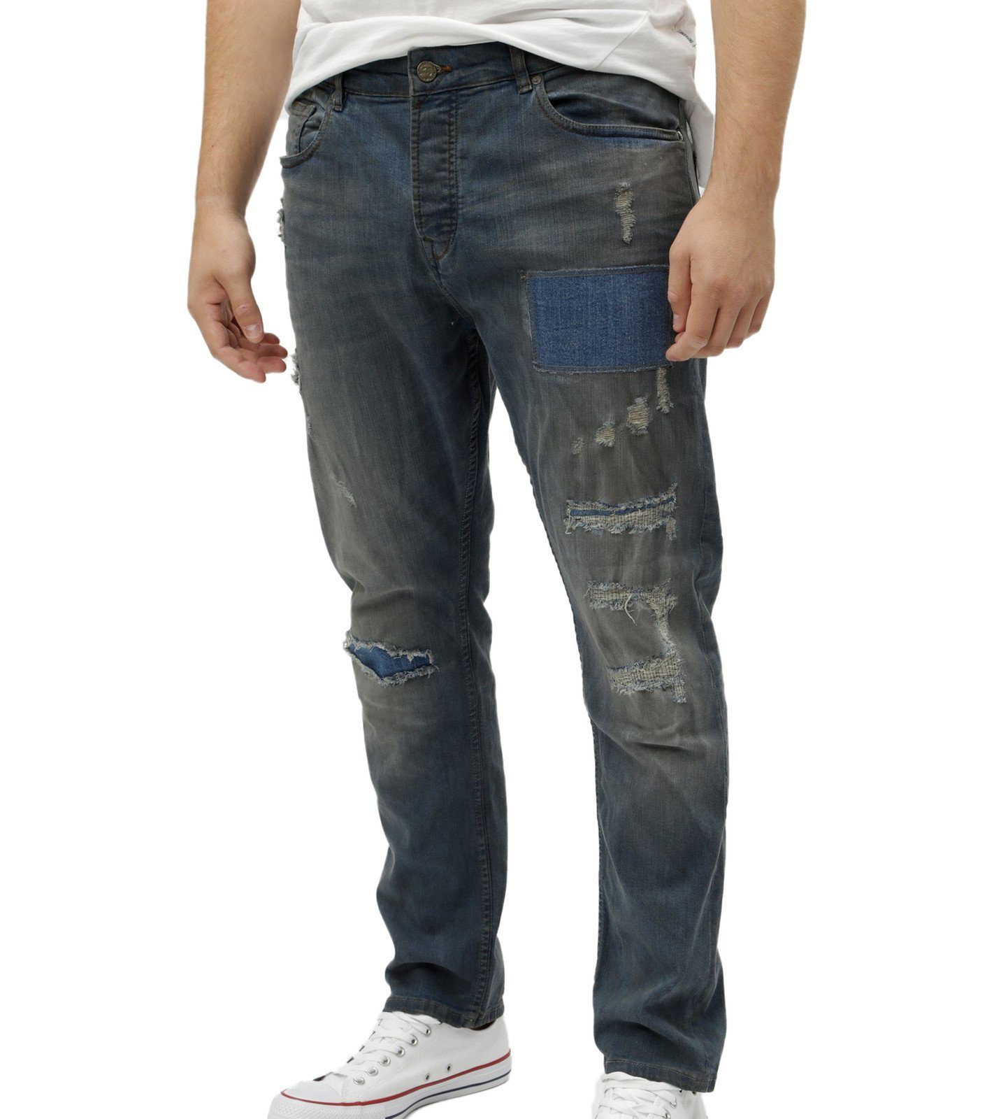 ONLY & SONS Stoffhose ONLY & SONS Herren 5-Pocket-Jeans Denim-Hose Aged Blue Patch Alltags-Jeans Blau