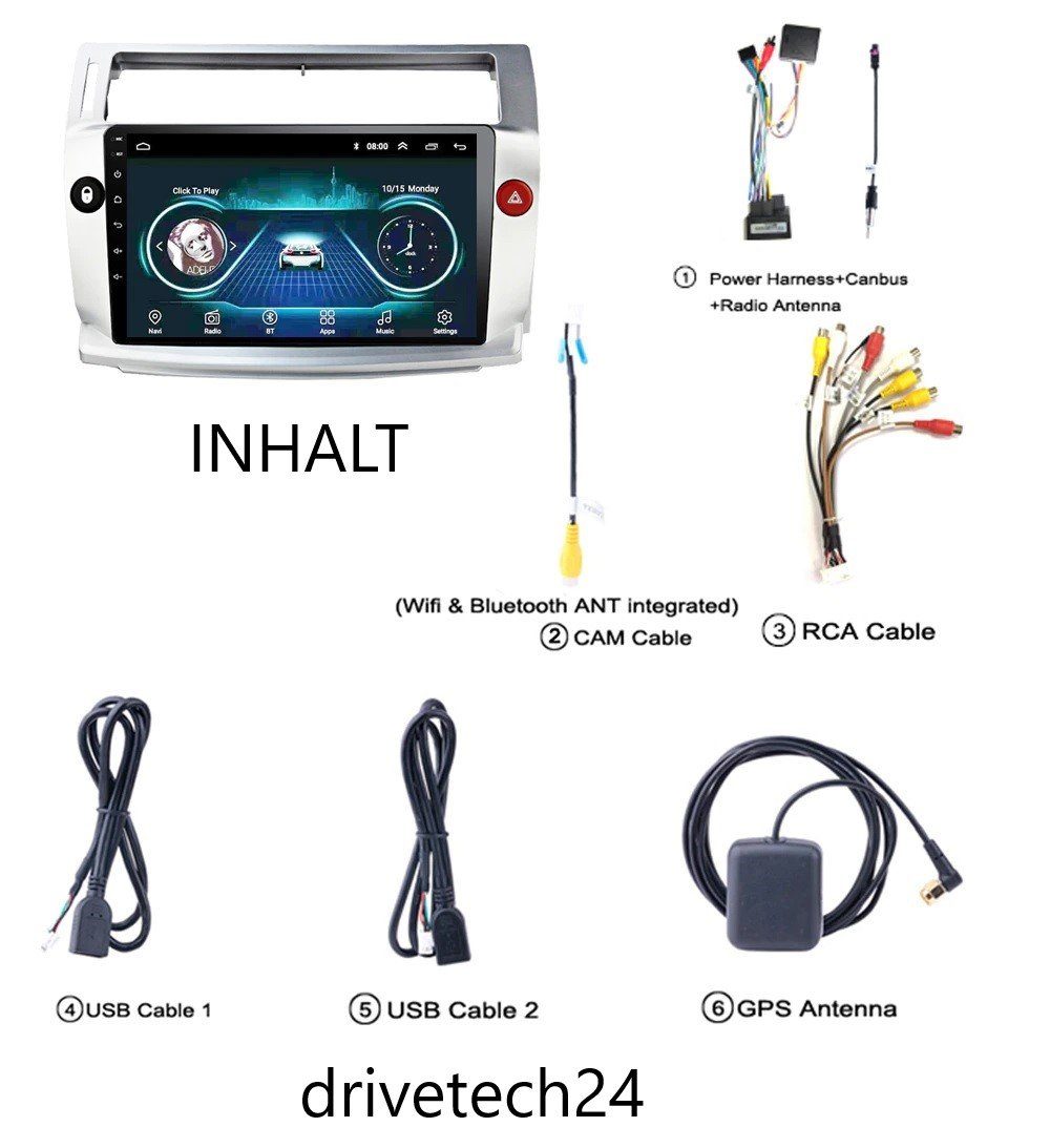 Zoll Navi Autoradio 9 C-Quatre Autoradio 11 Für Android GPS GABITECH 2004-2011 Citroen