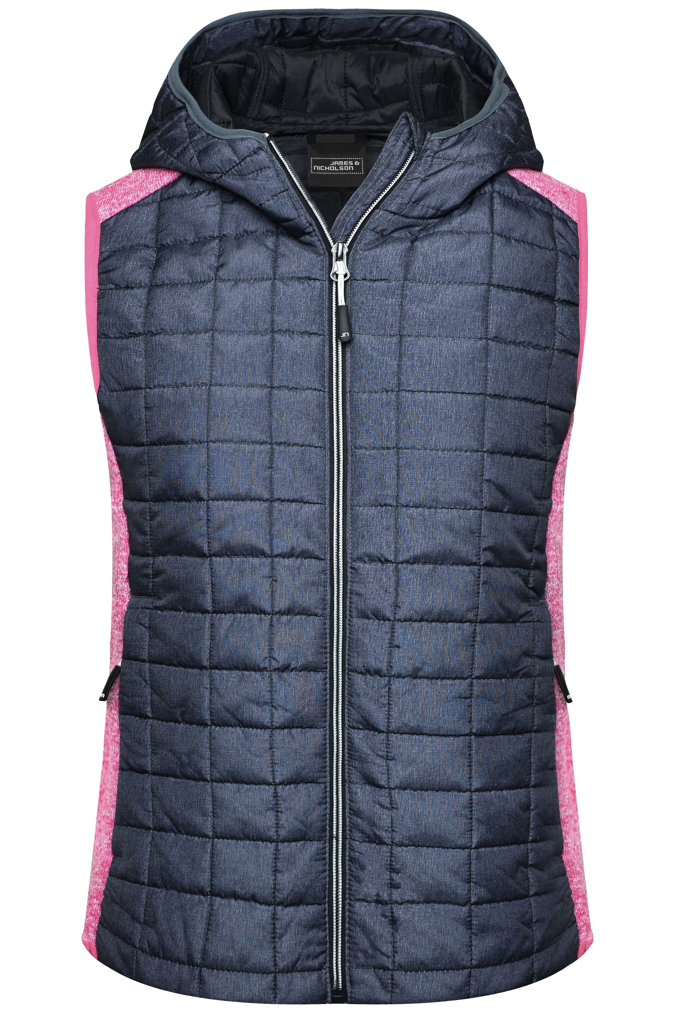 Steppweste James & Nicholson, JN 767 Damen Strick Hybrid Gilet