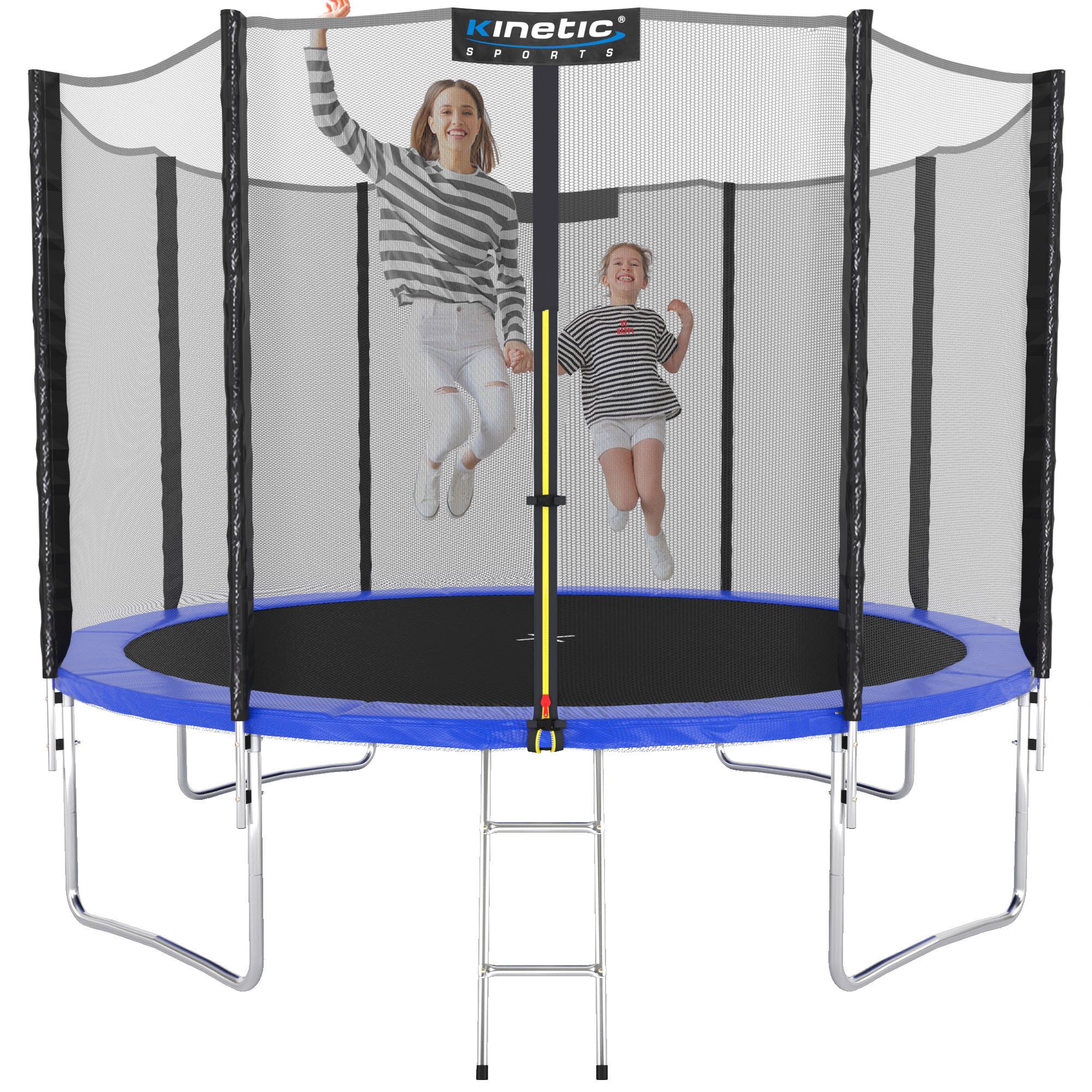 Kinetic Sports Gartentrampolin SALTO, Ø 183 cm, Kindertrampolin Set mit Sicherheitsnetz, USA Sprungtuch, Leiter
