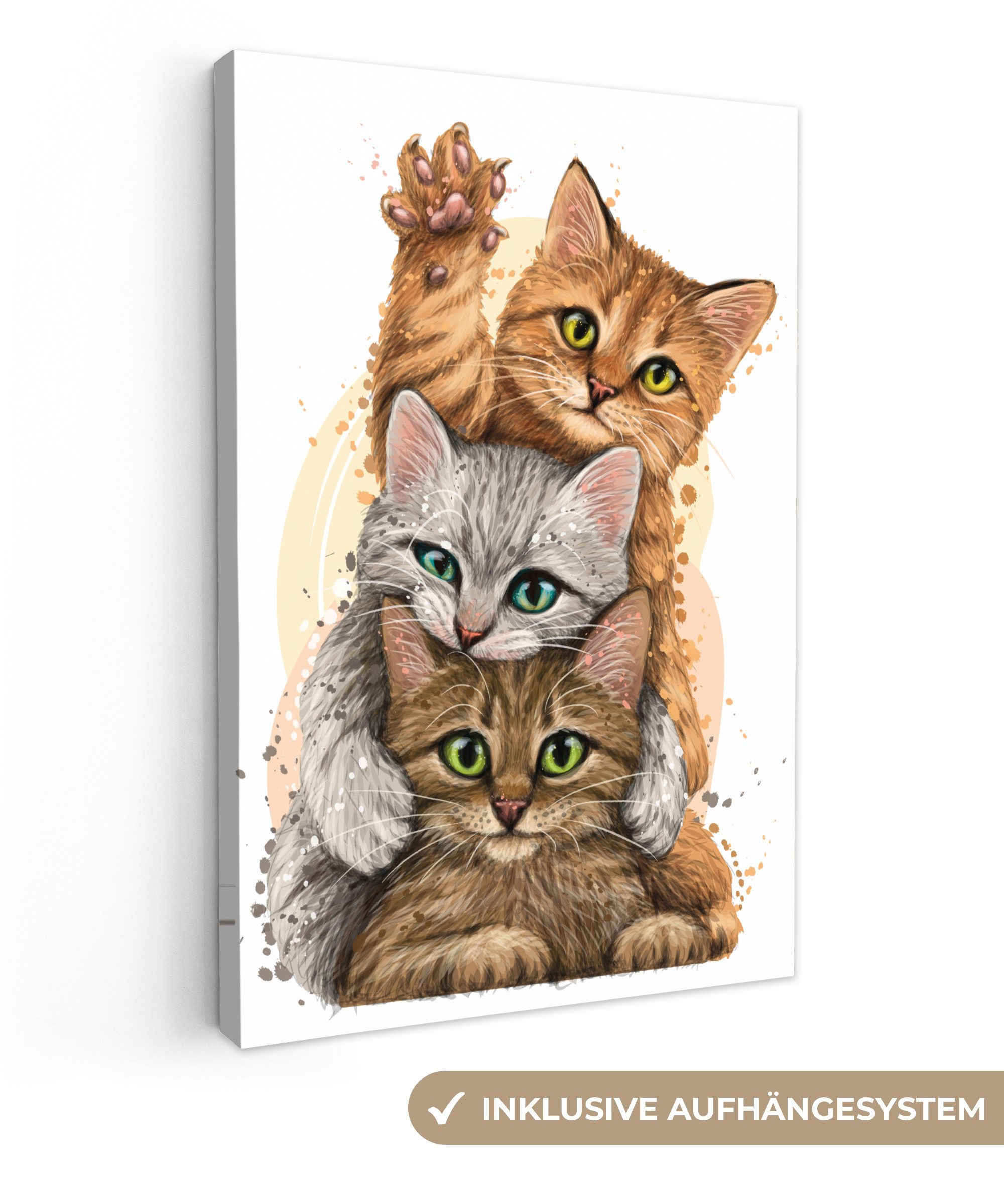 OneMillionCanvasses® Leinwandbild Katzen - Illustration - Haustiere - Katze günstig online kaufen