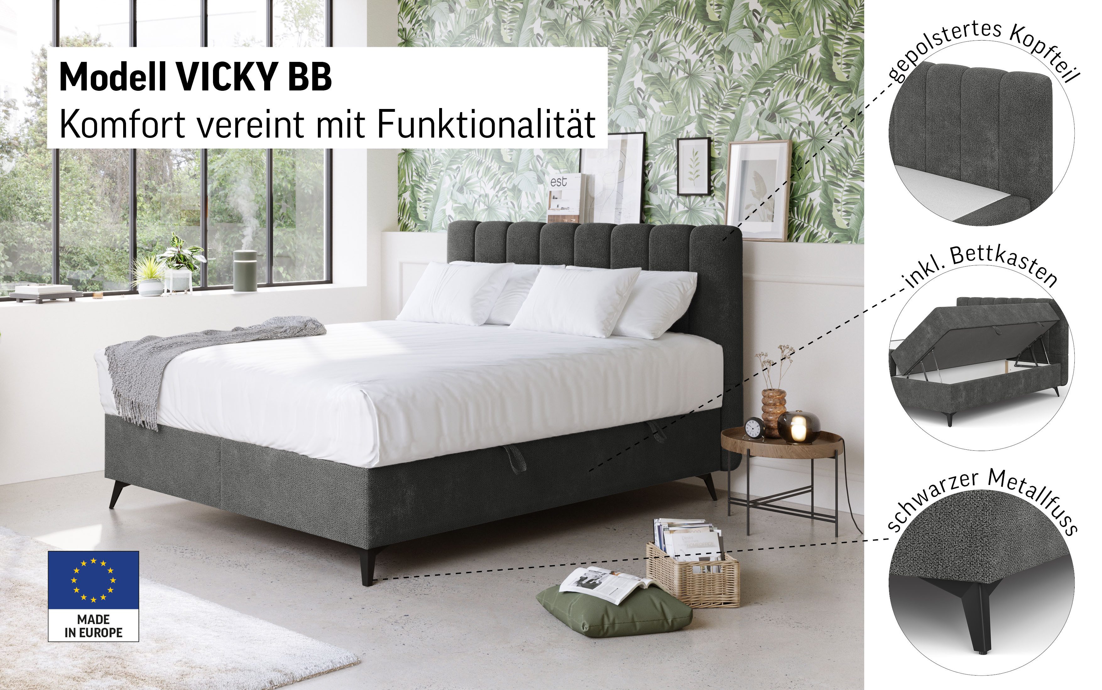 COTTA Boxbett Vicky inkl. Bettkasten, erhältlich in den Breiten 160x200cm & 180x200cm
