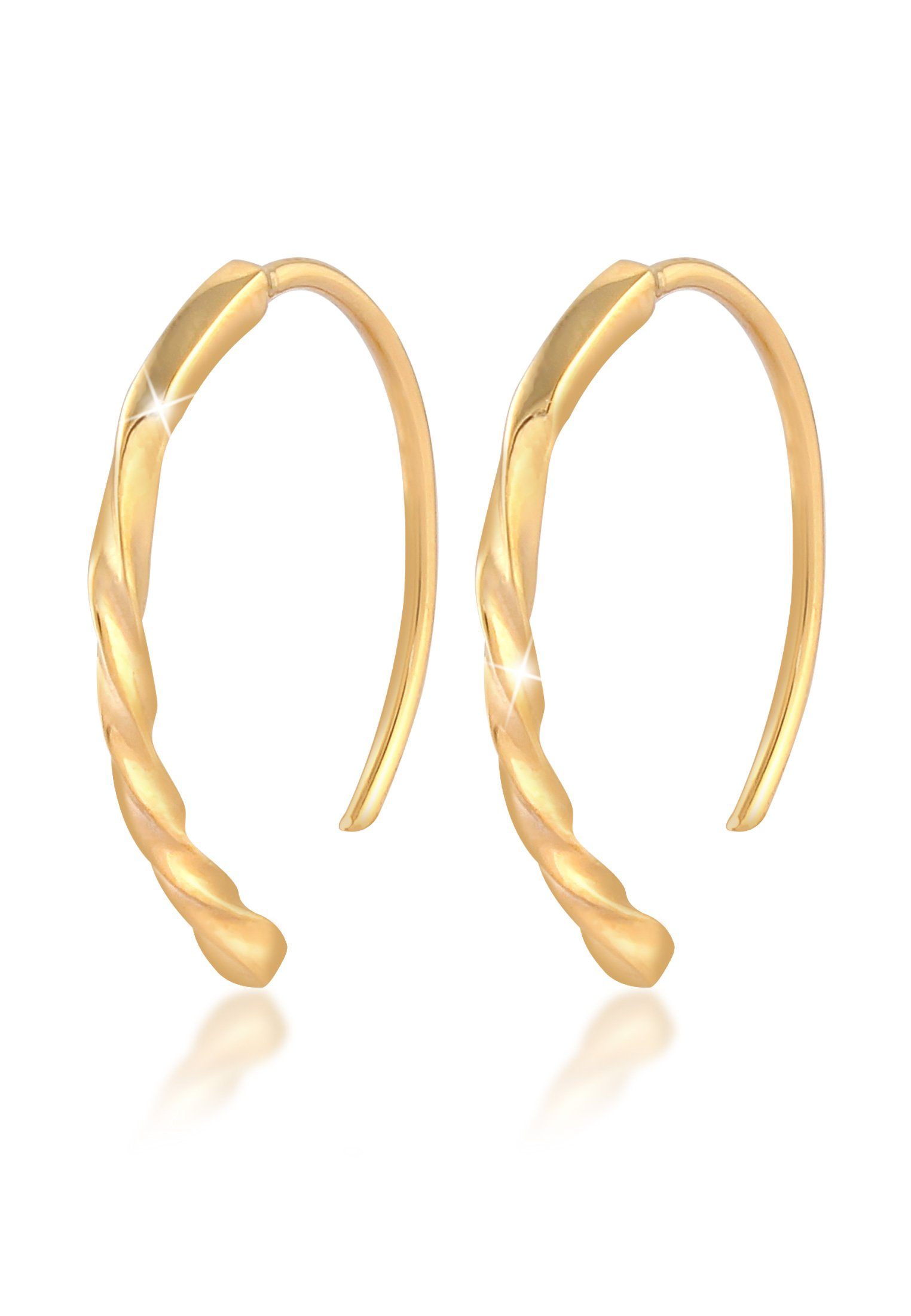 Elli Paar Creolen Creolen Oval Twist Design Offen 925 Silber, Twisted Gold | Creolen