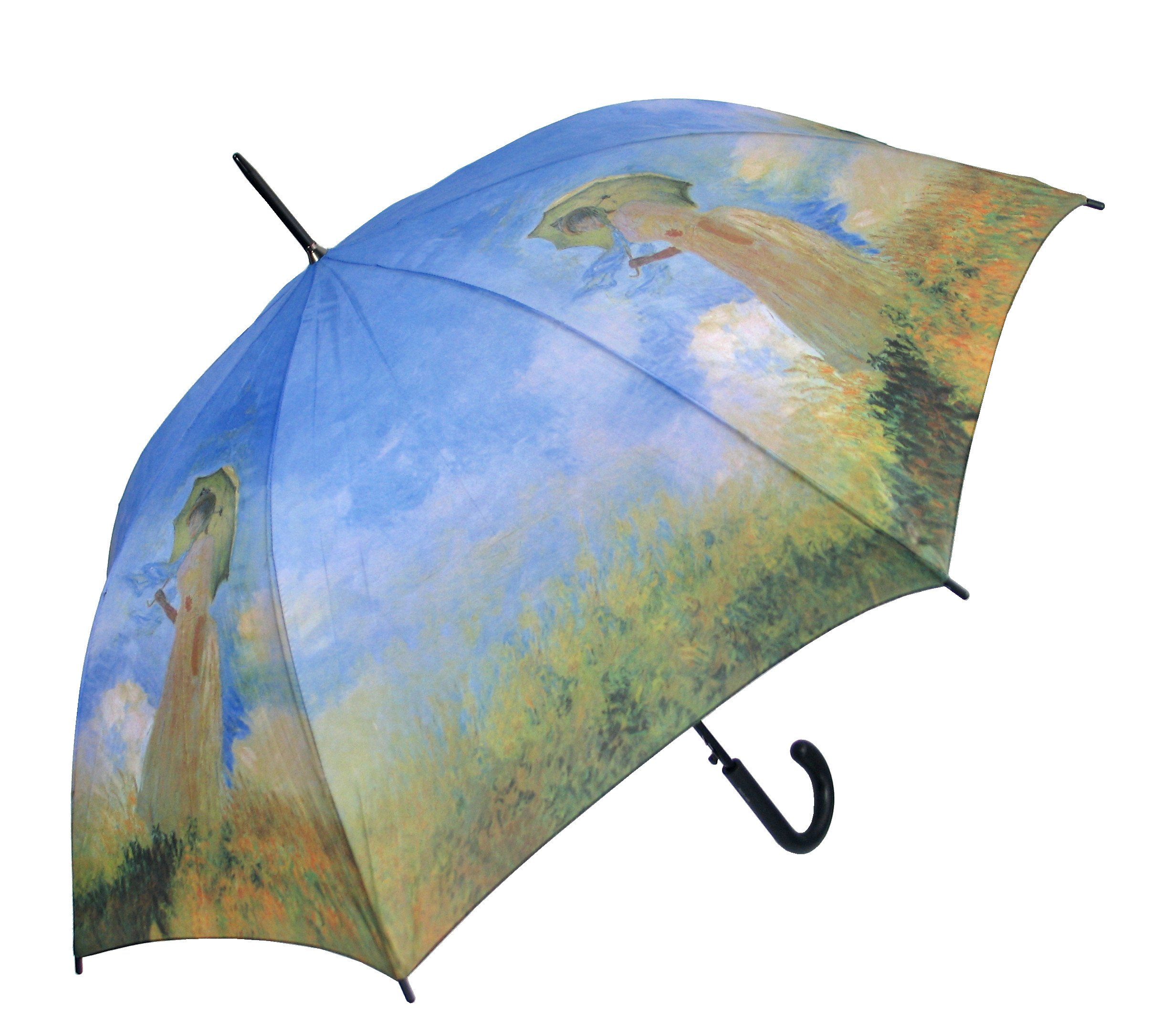 HAPPY RAIN Langregenschirm Automatik Regenschirm mit Motiv Claude Monet Frau mit Sonnenschirm, Künstlerschirm