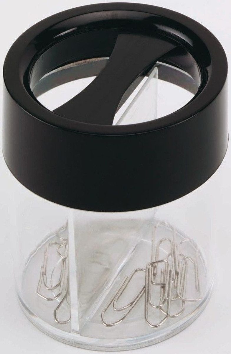 Connect Büroklammer Klammerspender rund transparent/ schwarz
