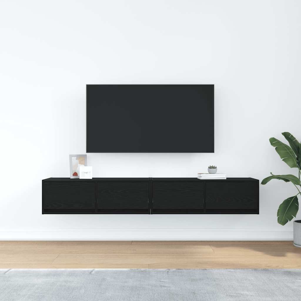 vidaXL TV-Schrank TV-Schränke 2 Stk. Schwarz Eichen-Optik 80x31x25,5 cm (2-St)