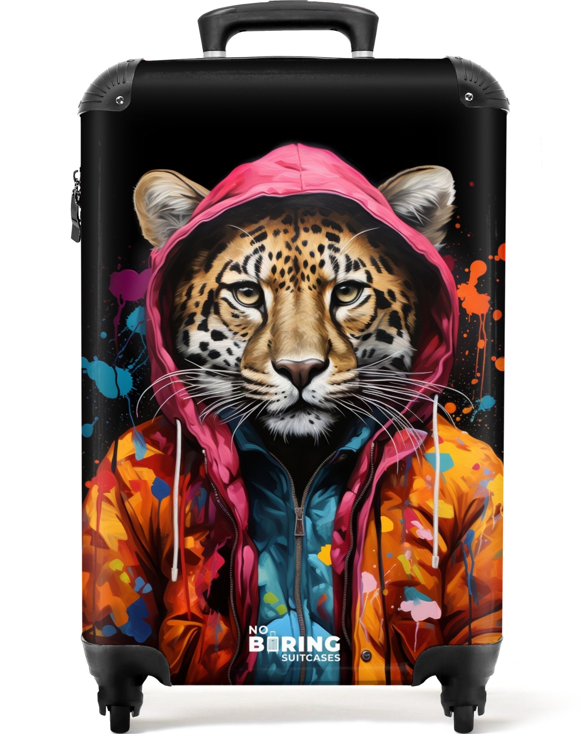 NoBoringSuitcases.com© Hartschalen-Trolley Leopard mit buntem Fell günstig online kaufen