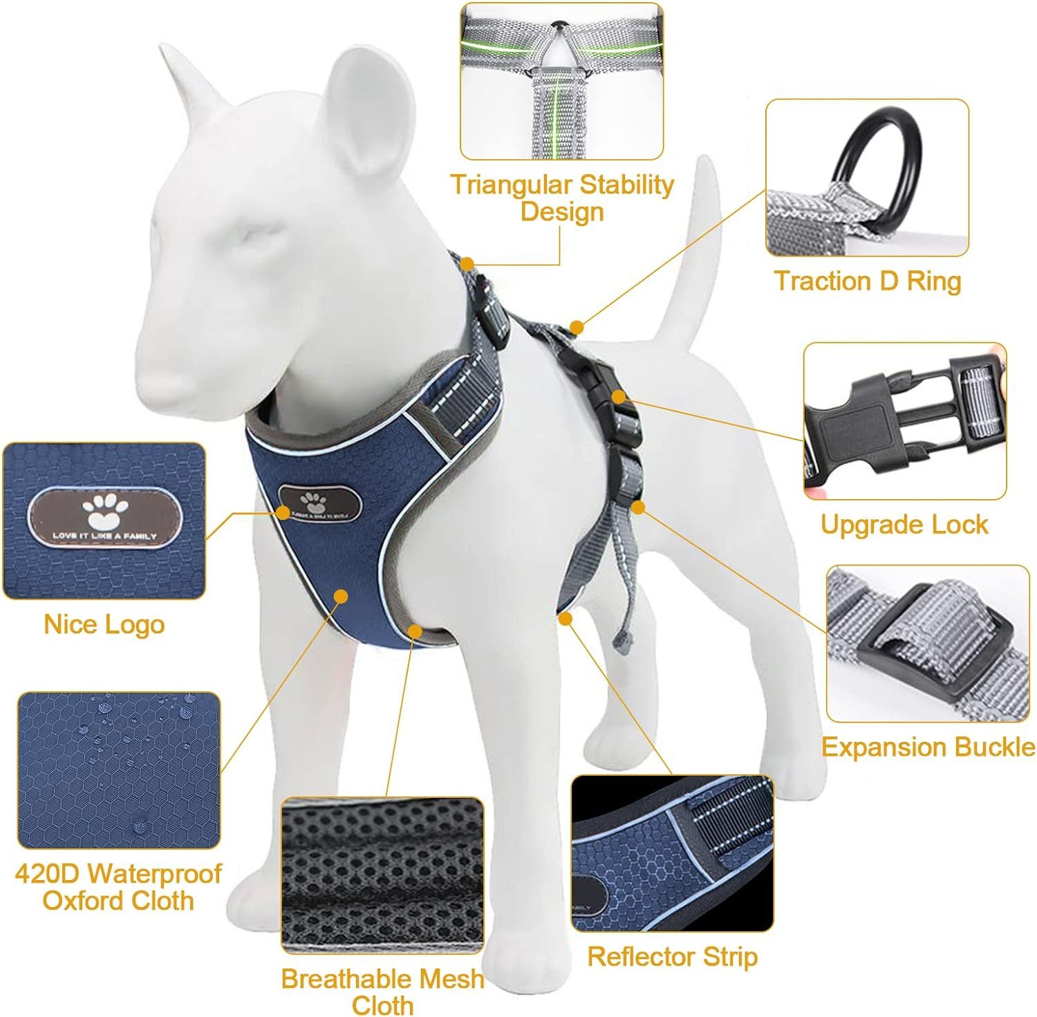 UE Stock Hunde-Geschirr Verstellbare reflektierende Hundegeschirr günstig online kaufen