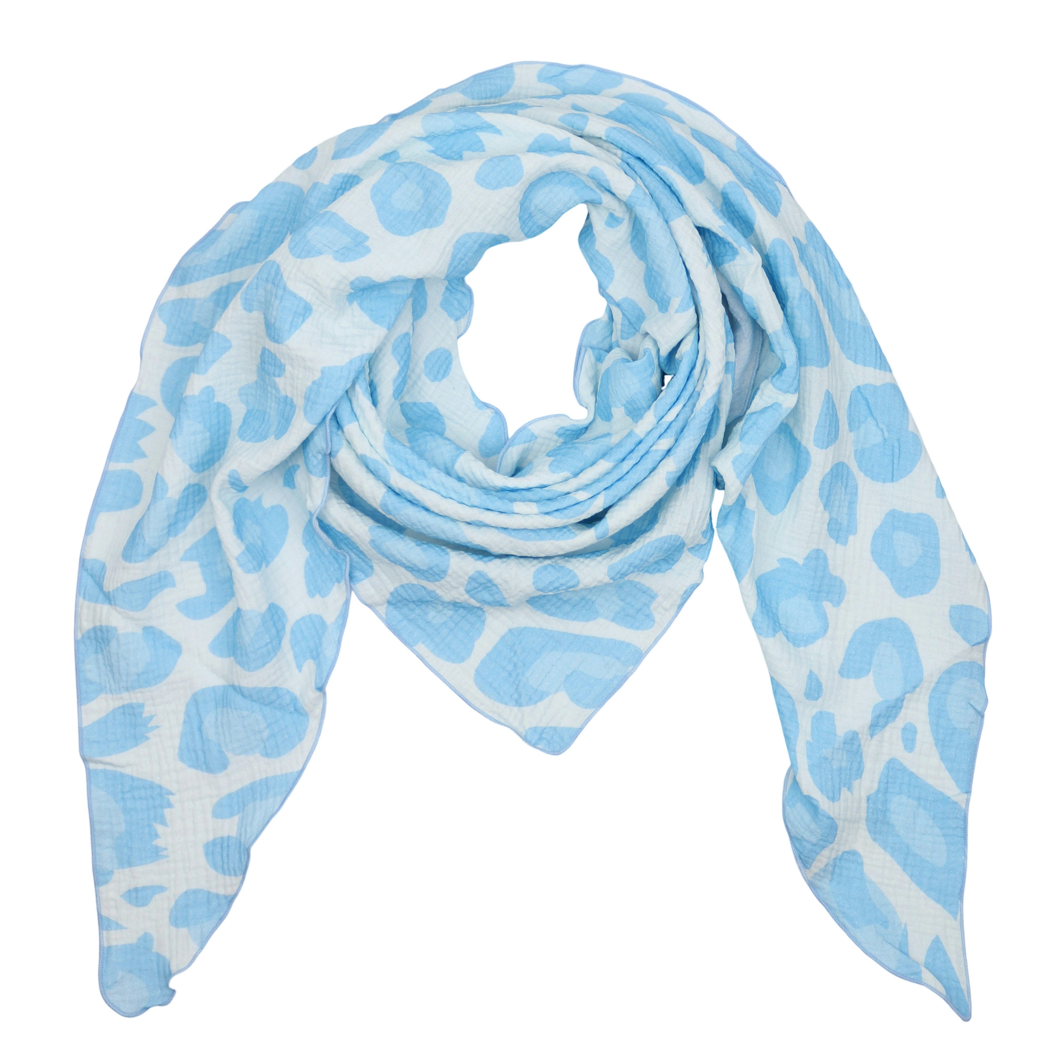 MIRROSI Dreieckstuch Aus Musellin Dreiecksschal ca.195x90 cm, Made in Italy Leopard, (Leicht, ideal für das ganze Jahr; 100% Baumwolle), in tollen Farben (Leo XXL Muster)