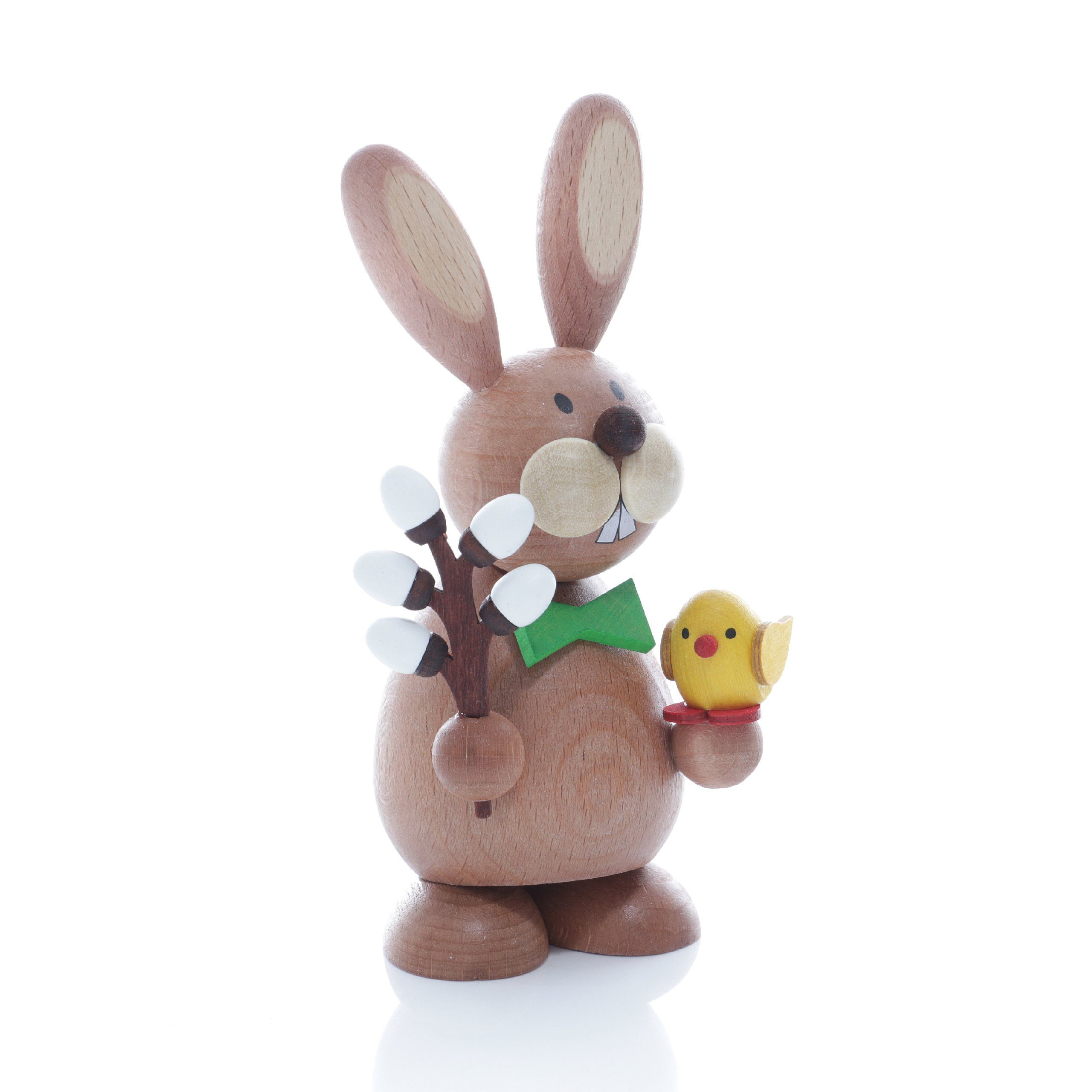 Osterhase Osterhase stehend mit Weidenkätzchen und Küken BxH 6x12cm NEU
