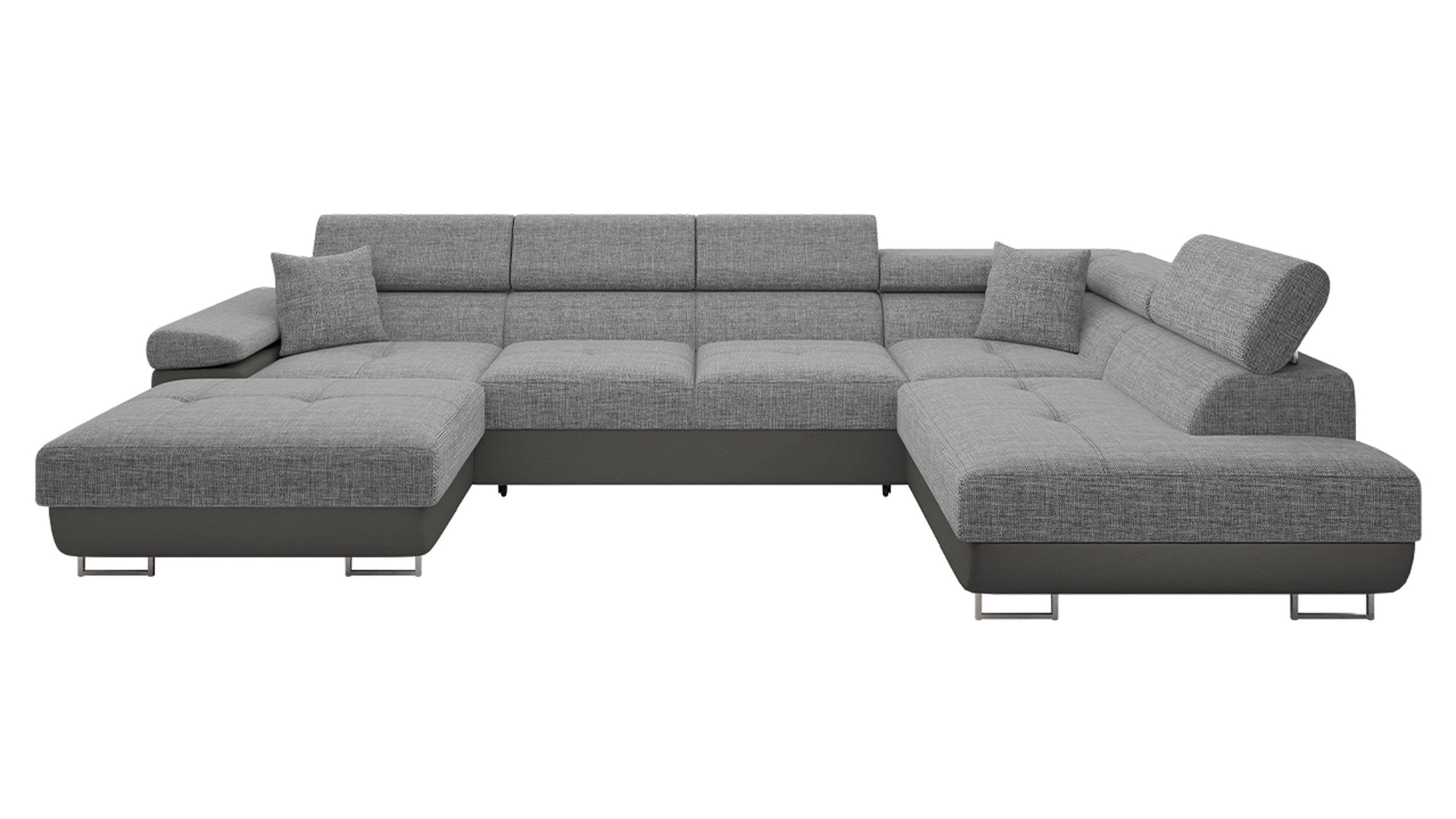 MIRJAN24 Wohnlandschaft Torezio Bis, mit Bettkasten und Schlaffunktion, Einstellbare Kopfstützen, 346x203x70-90 cm, U-Form