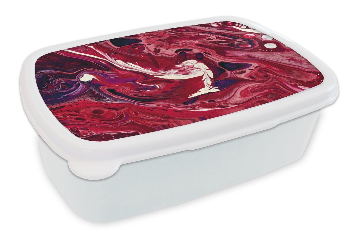 MuchoWow Lunchbox Aquarell - Farbe - Rosa - Magenta, Kunststoff, (2-tlg), Brotbox für Kinder und Erwachsene, Brotdose, für Jungs und Mädchen weiß