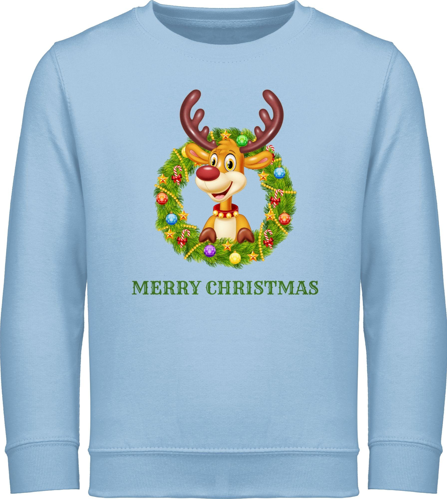 Sweatshirt Rentier im Weihnachtskranz Merry Christmas