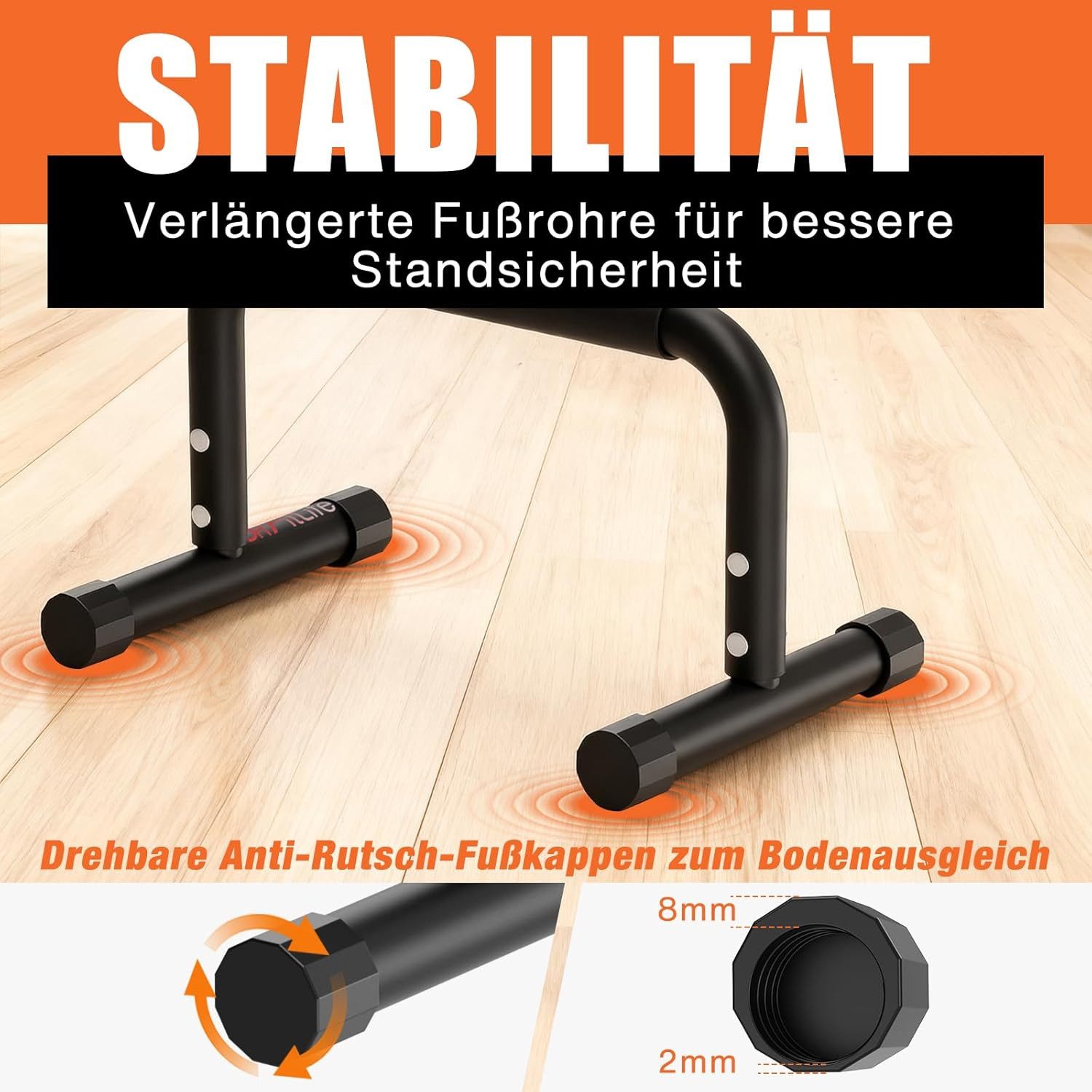 DH FitLife Liegestützgriffe Verstellbare Bars für Calisthenics (2-tlg., Liegestützgriffe & Parallettes, 30-35 cm, 200 kg Belastbarkeit), für Fitness & Sport, Indoor & Outdoor