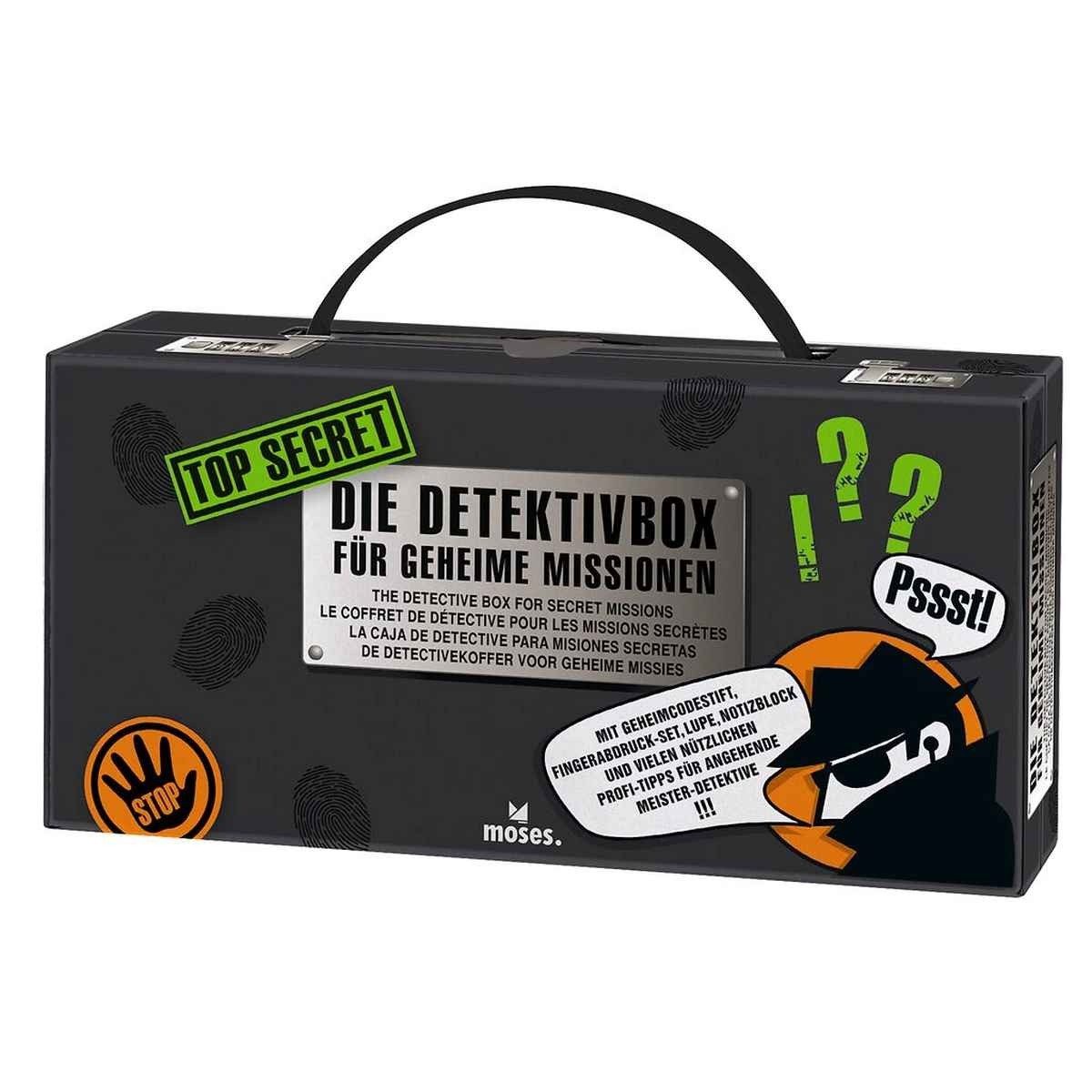 Moses. Verlag Spiel Detektivbox mit UV-Lampe & Fingerabdruck-Set für Kinder ab 8