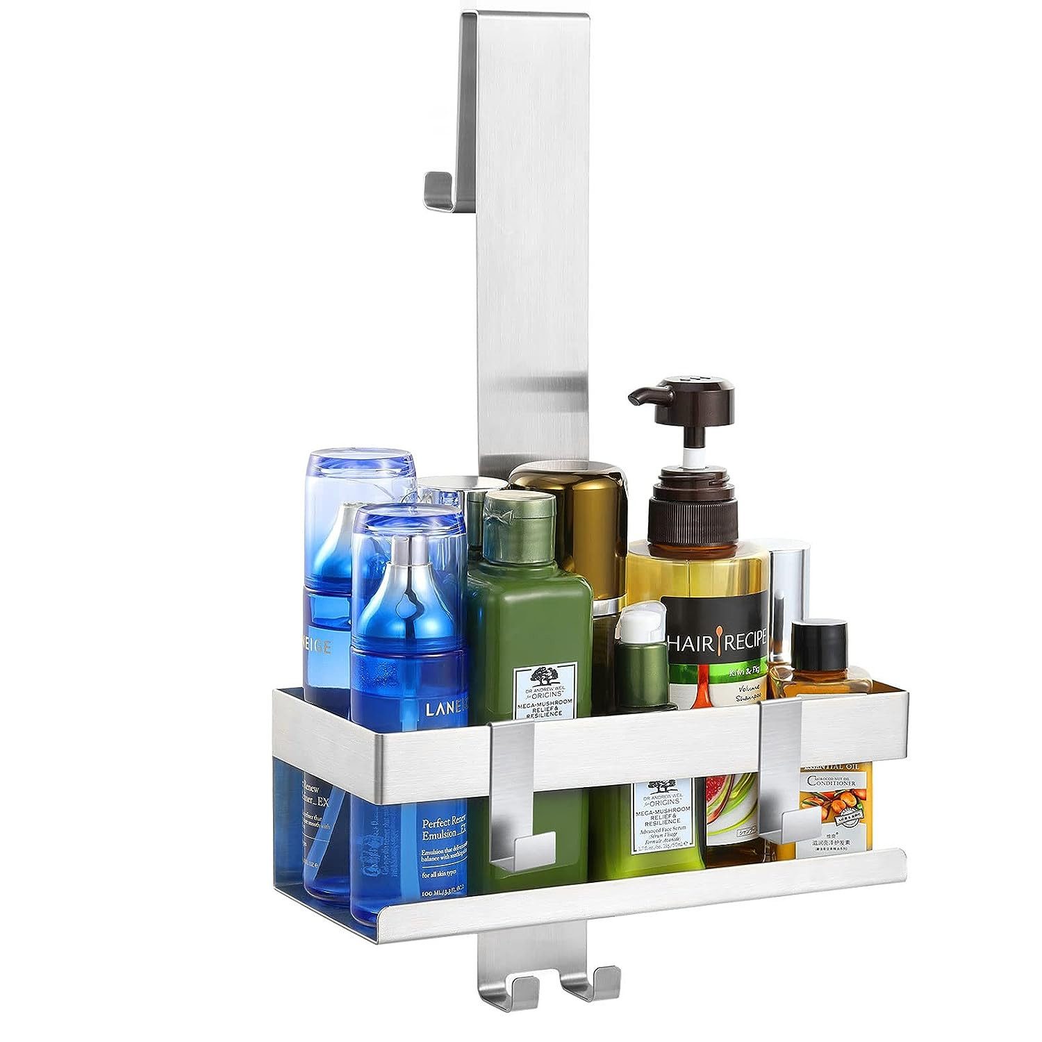 TUWENA Duschkorb Duschablage zum Hängen, Edelstahl ohne Bohren, Badregal mit Haken, Duschkorb Handtuchhalter