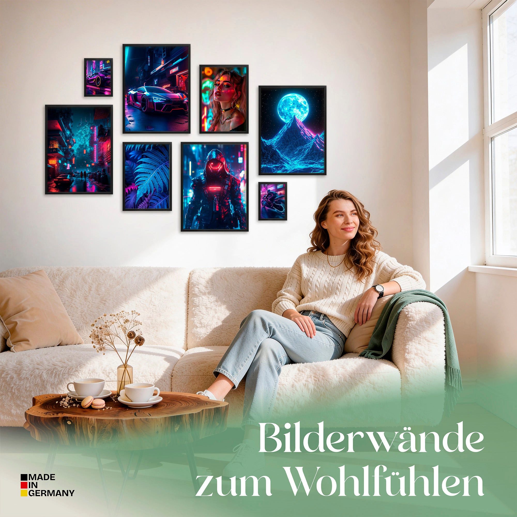 ARTFAVES Bilder-Collage Poster Set Cyberpunk I mehrteilige Bilderwand I Wandbilder Gamer, (Wandbilder modern, 8 St)
