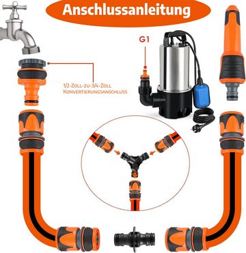 TLGREEN Gartenschlauch Verbindungsstück Kit,12 Stück Schlauchverbinder, Schlauchanschluss inkl.1/2” auf 3/4” Adapter,Wasserhahn Anschluss G1, (12 St), Schnellkupplung 1/2”,Doppelstecker,Y-Verteiler und Wasserdüse