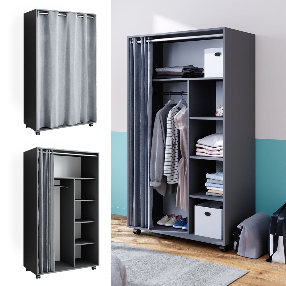 Vicco Kleiderschrank Mobiler Grau | DOROS grau grau Schrank