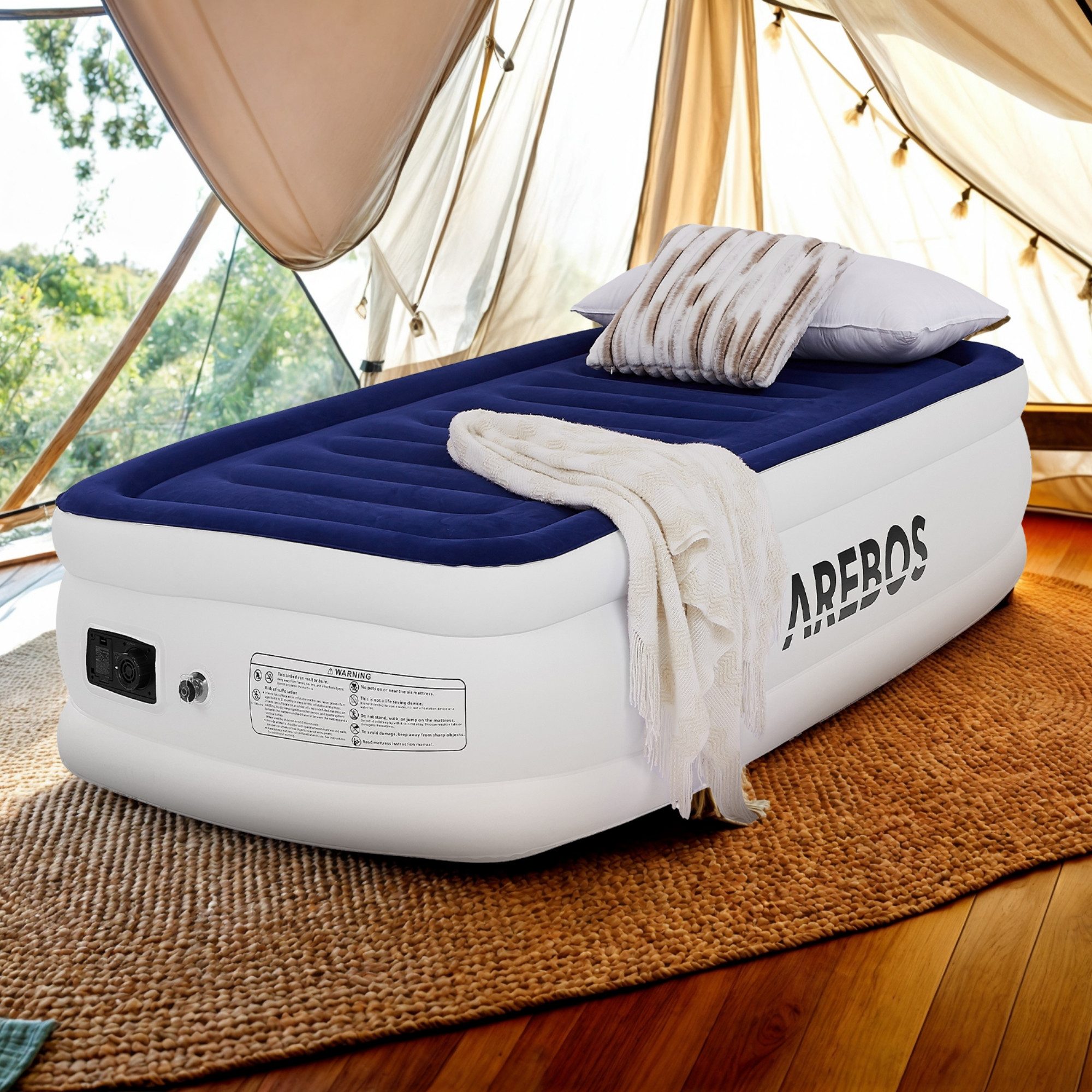 Arebos Luftbett 203 × 95 × 51 cm – selbstaufblasend mit integrierter Pumpe, günstig online kaufen