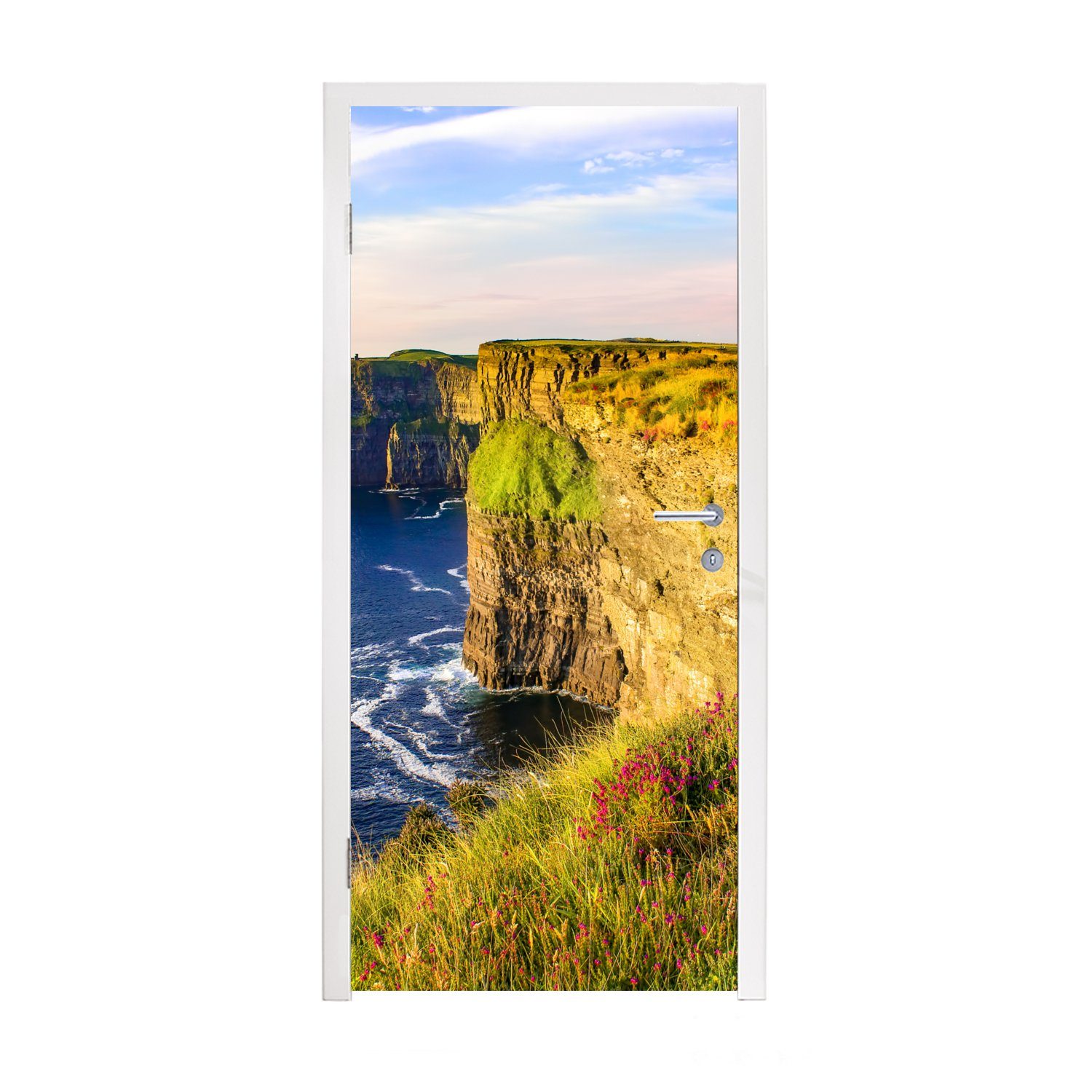 MuchoWow Türtapete Kalkstein von den Cliffs of Moher in Irland, Matt, bedruckt, (1 St), Fototapete für Tür, Türaufkleber, 75x205 cm