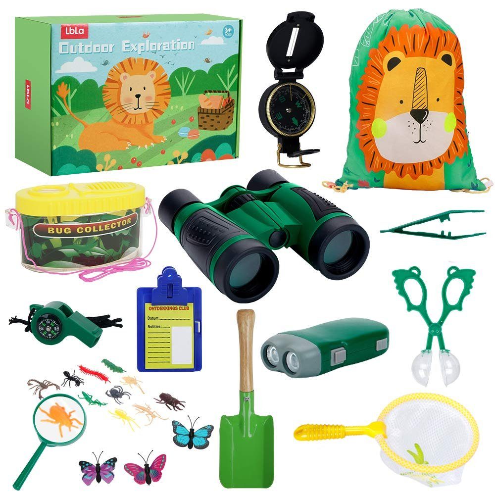 Spielzeug für draußen 25 Stück,Draussen Forscherset Kinder fernglas,Taschenlampe 