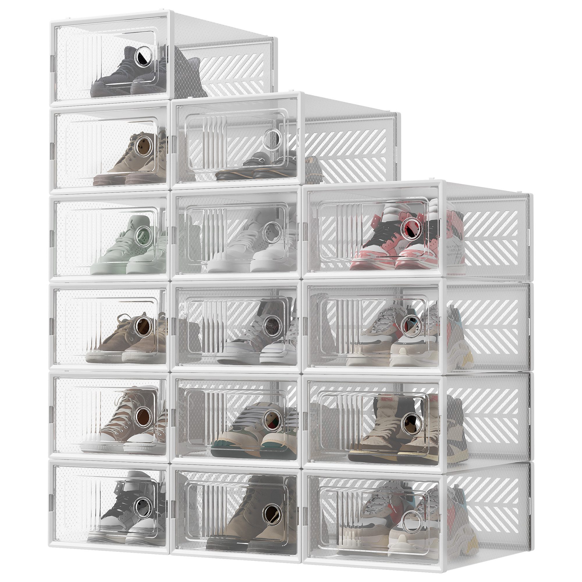 SONGMICS Schuhbox, Schuhboxen, 12er Set, Aufbewahrungsbox, für Schuhe bis Größe 43