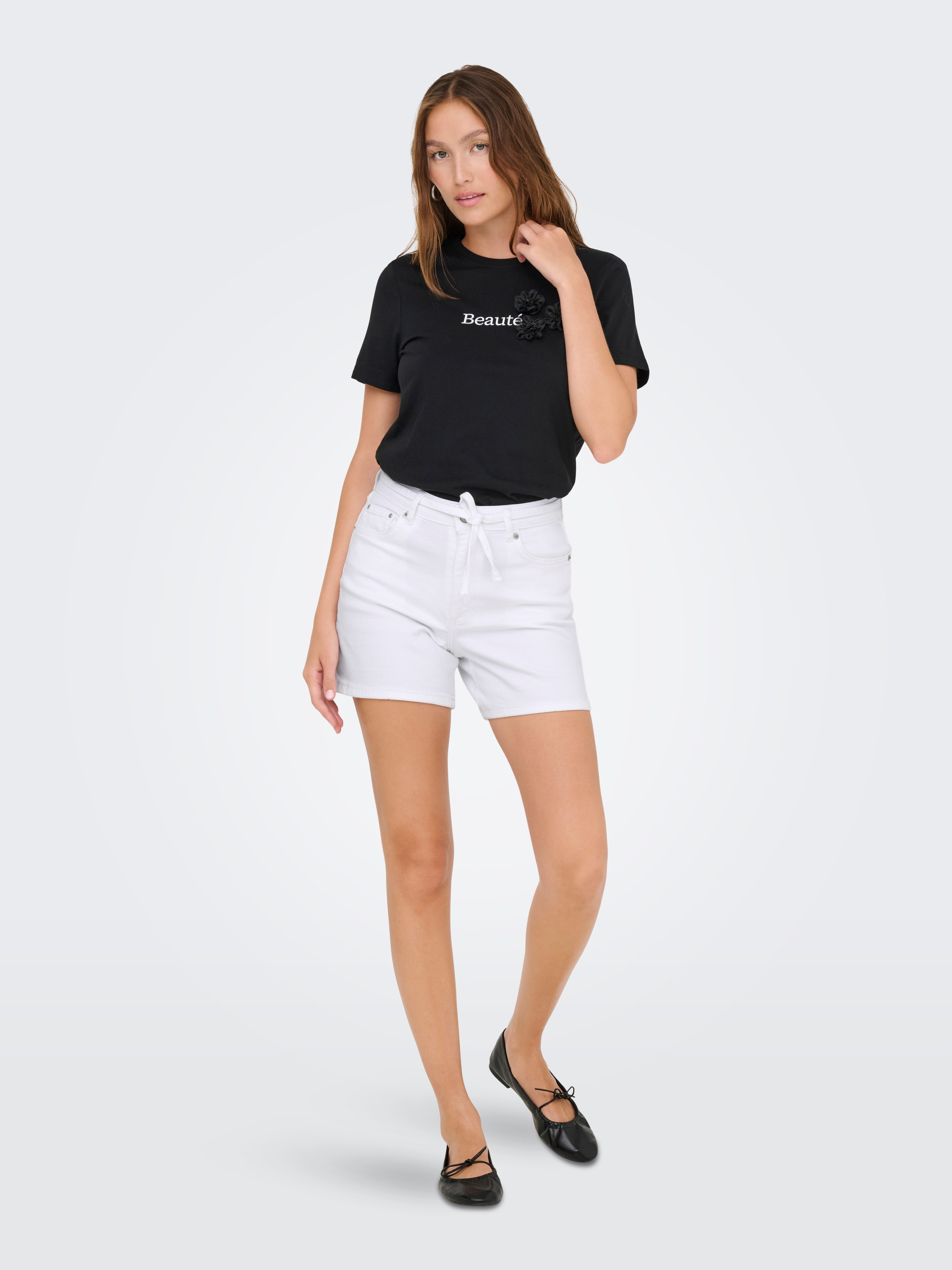 ONLY Jeansshorts ONLGIANNA MW BELTED SHORTS AZG DNM NOOS Baumwollmischung, regular fit, Regular Waist