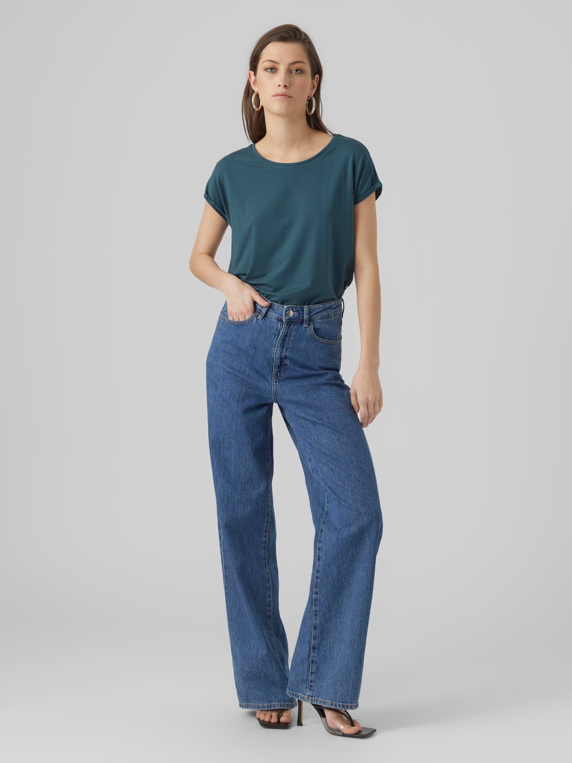 Vero Moda VMAVA TOP NOOS Rundhalsshirt GAJRS PLAIN Atlantic Deep SS