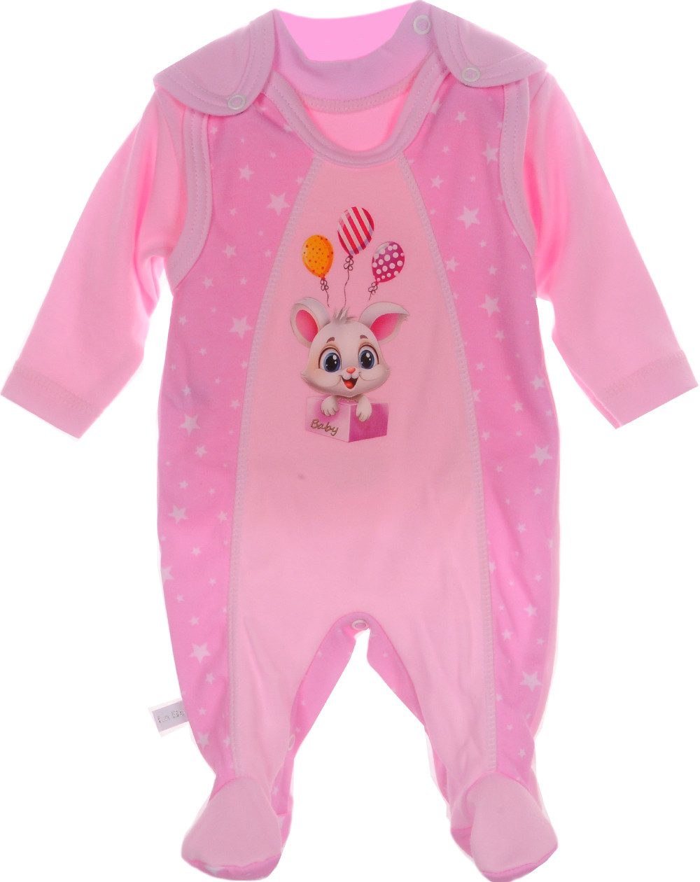 Strampler Baby Set Stramplerhose Langarmshirt Shirt in Rosa mit Häschen
