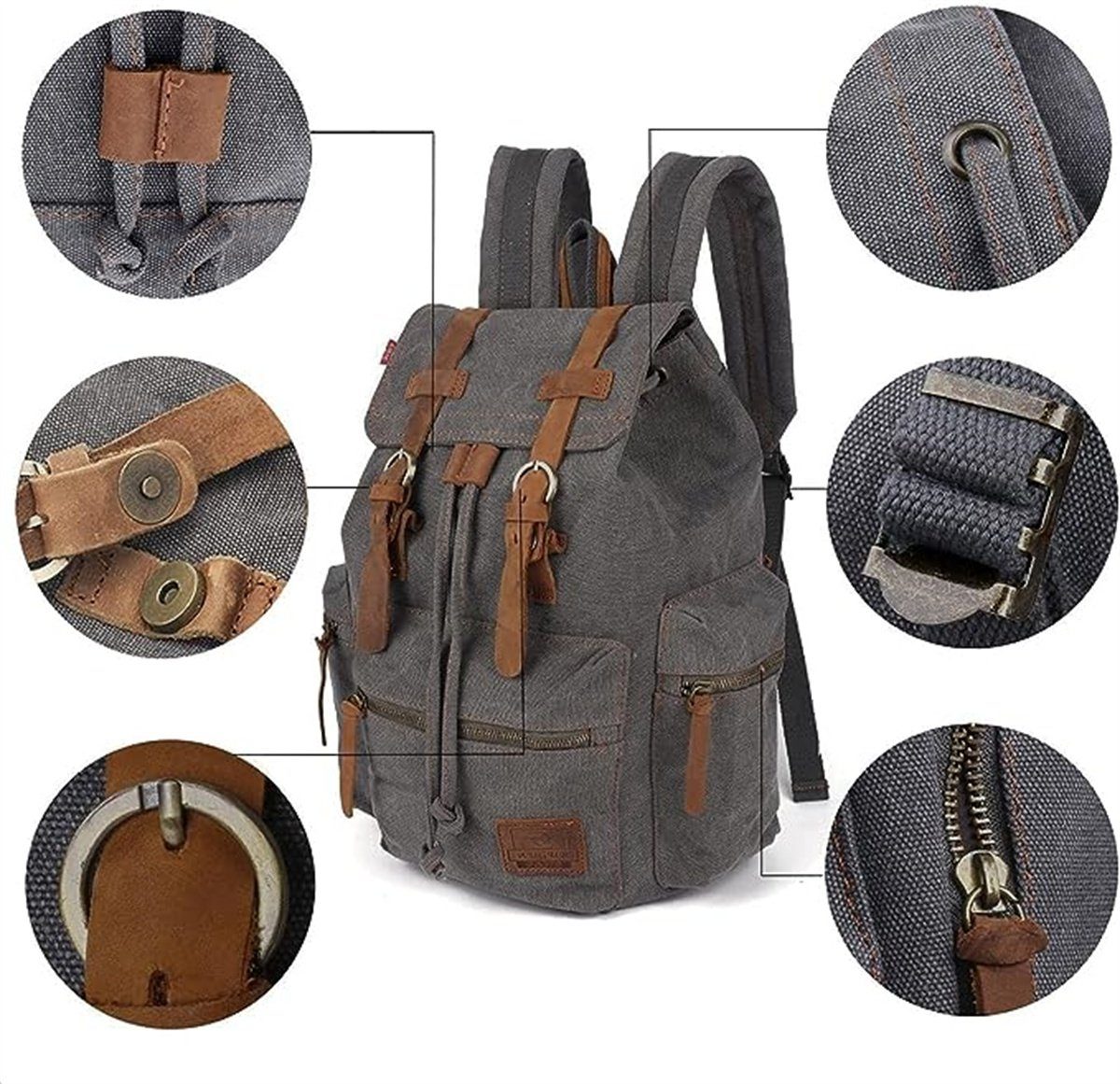 XDeer Schulrucksack Retro Segeltuch Rucksack,Canvas Vintage Rucksack,Schulrucksack, 35 L Reisetasche Dauerhaft Schulterpackung für Herren Damen